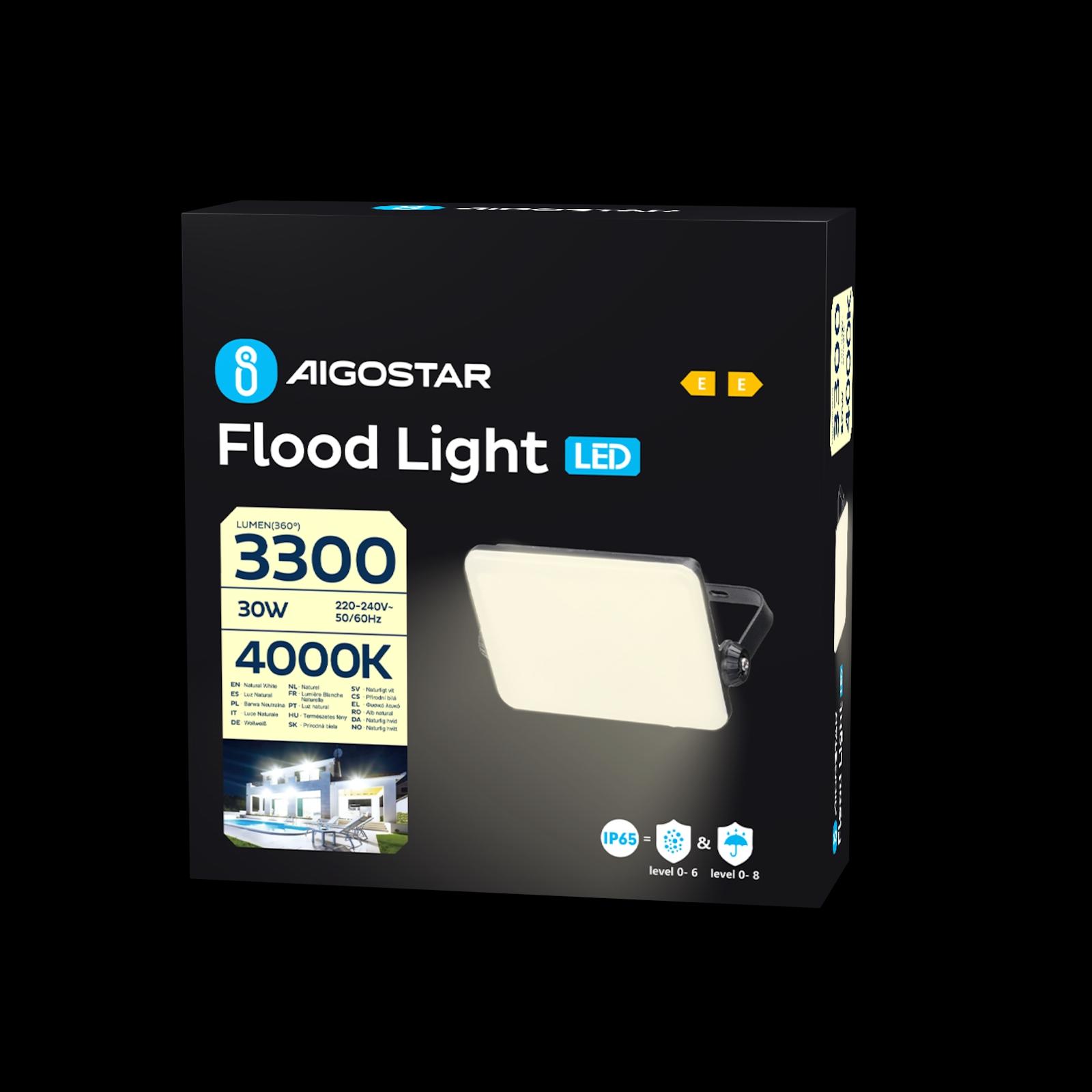 LED Frosted Cover Floodlight with Black Housing, 30W, 4000K