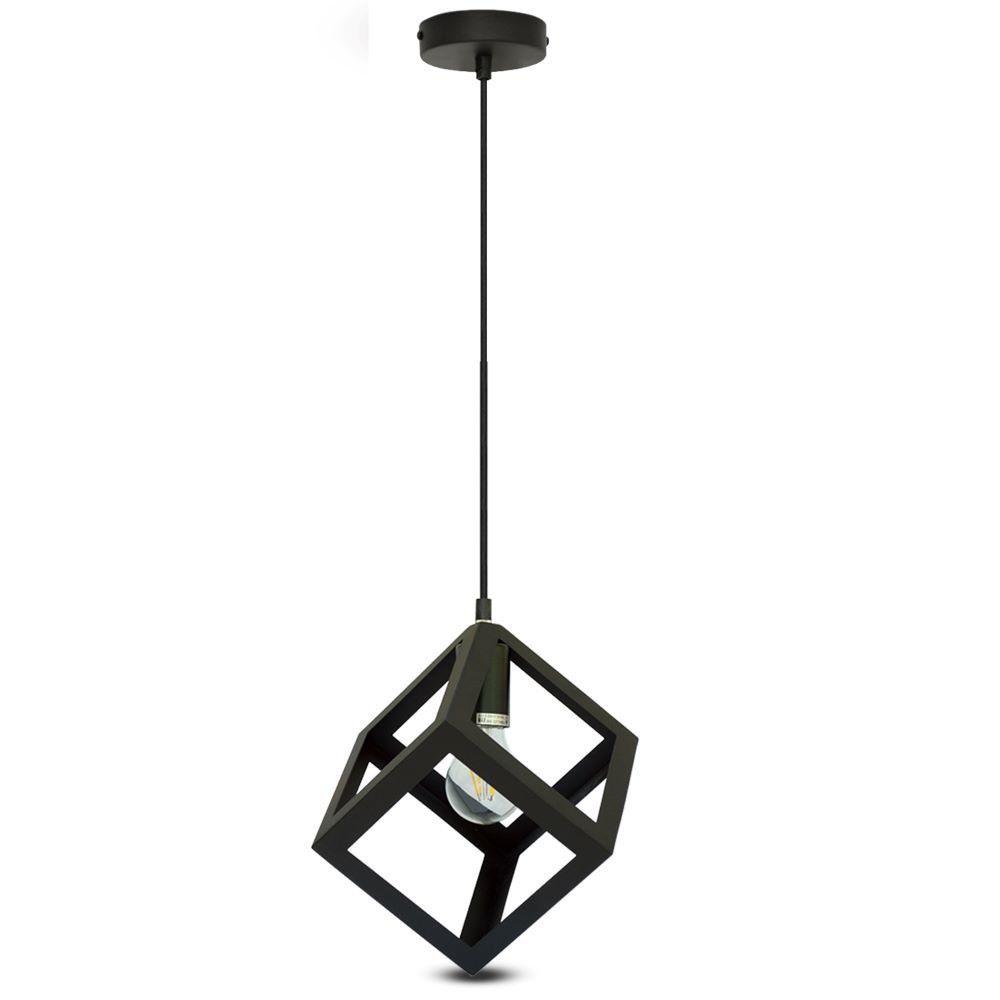 VT-7161 MATT BLACK PENDANT LIGHT WITH BLACK CANOPY-E27