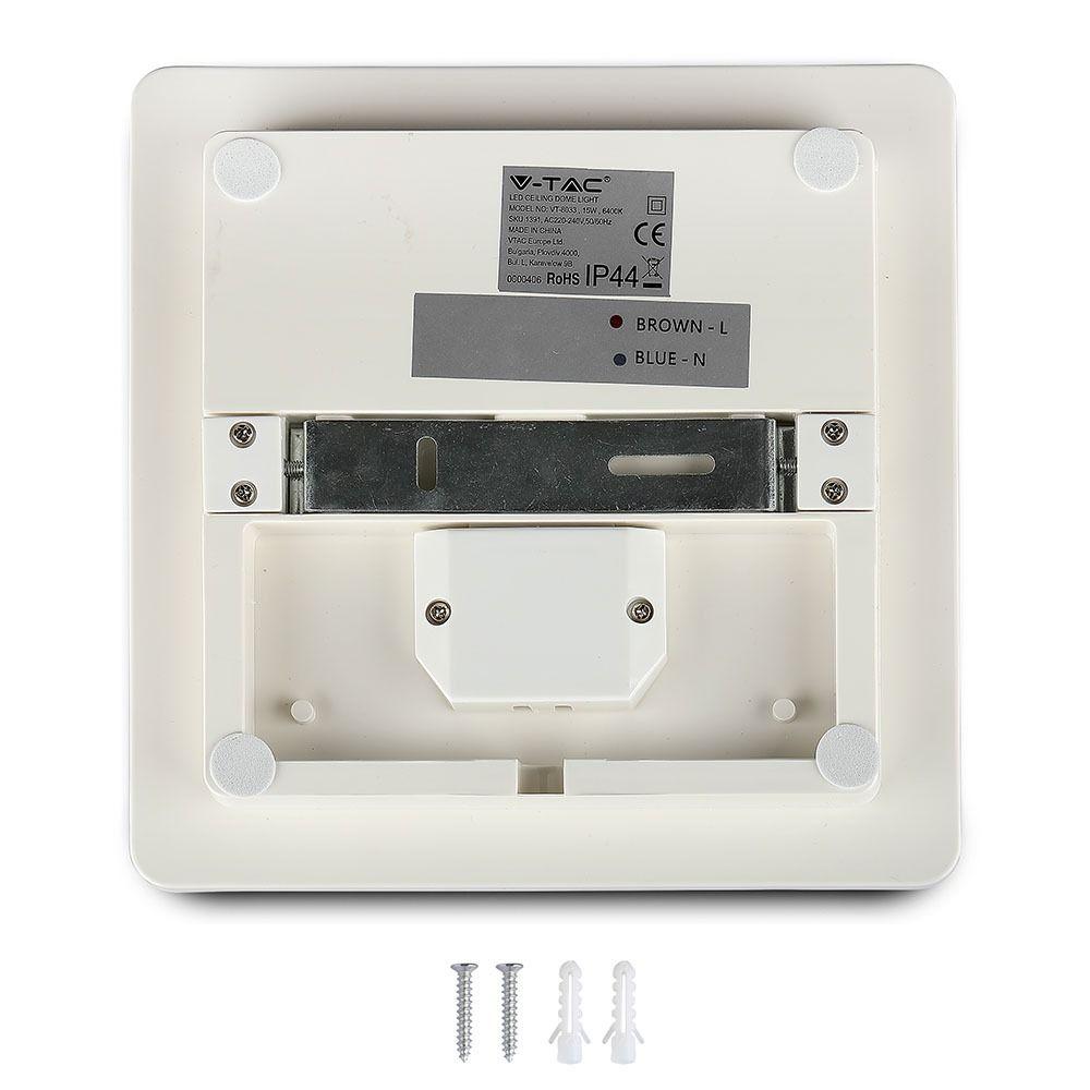 15W Plafon LED, Barwa:4000K, Kwadratowa, VTAC, SKU 5567