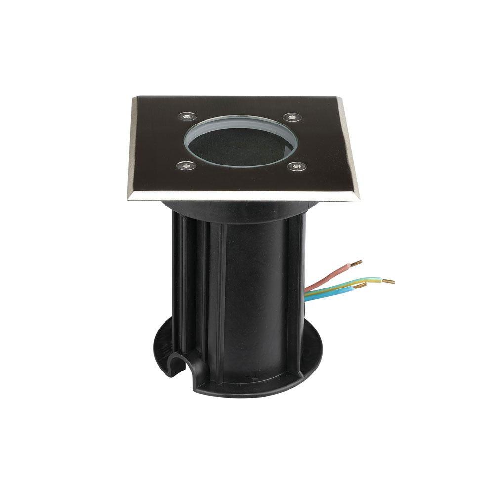 VT-7677 GU10 UNDERGROUND FITTING,STAINLESS STEEL BODY-BLACK IP65 (SQUARE)