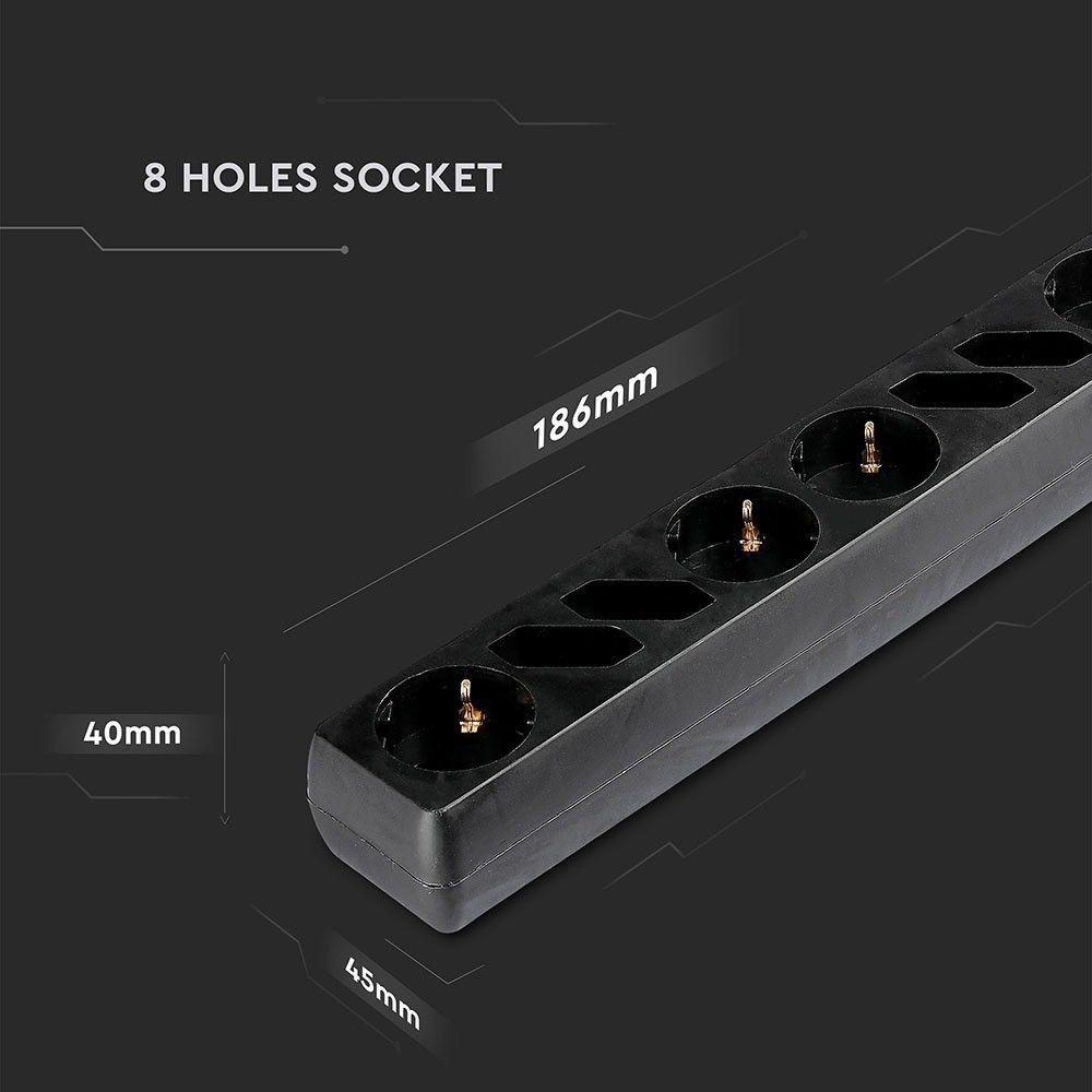 VT-1118-2 8 HOLES SOCKET WITH SWITCH(3G1.5MM2 X1.5M)-BLACK