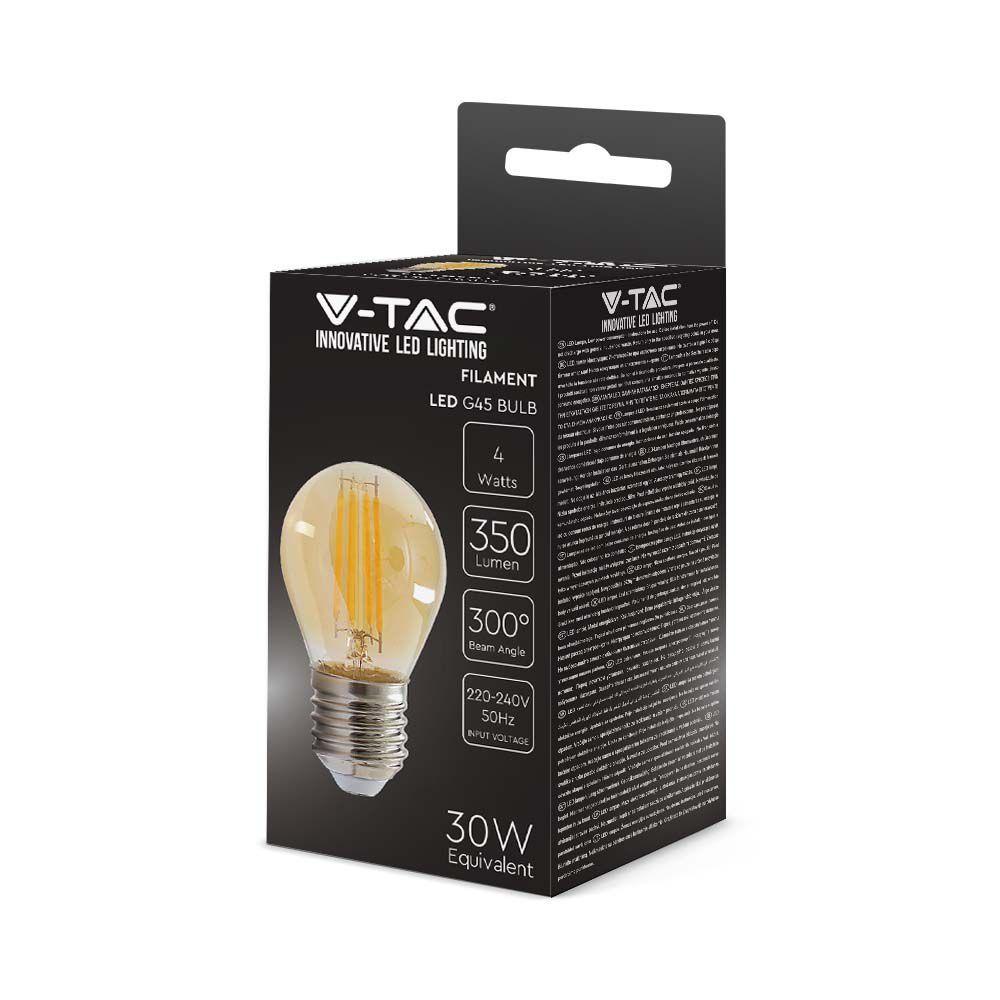 4W G45 Żarówka LED Filament, Klosz Bursztynowy, Barwa:2200K, Trzonek:E27, VTAC, SKU 217100