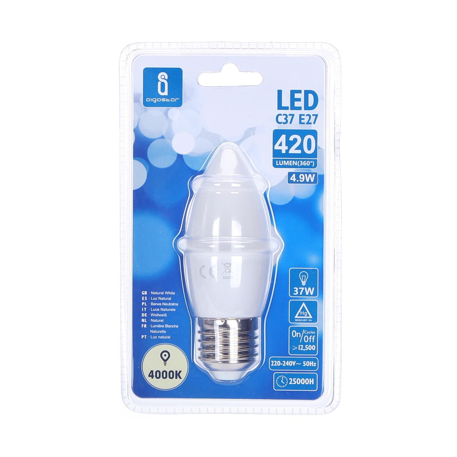 LED E27 4.9W C37