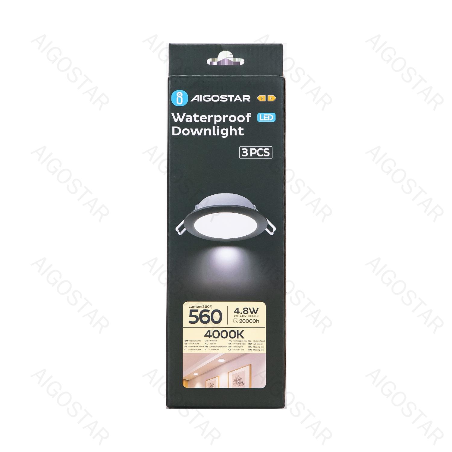 Wodoodporny downlight IP65 4,8W 4000K 3szt.