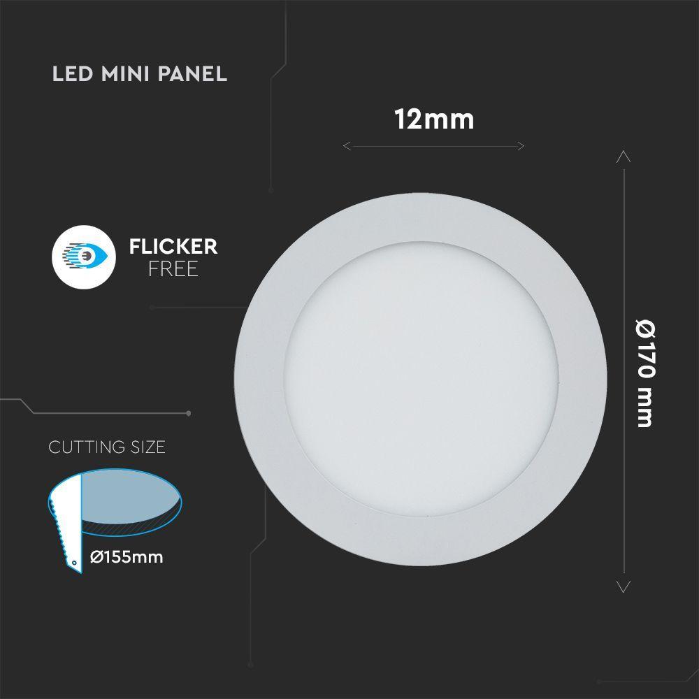 VT-1207 12W LED PREMIUM PANEL 3000K ROUND