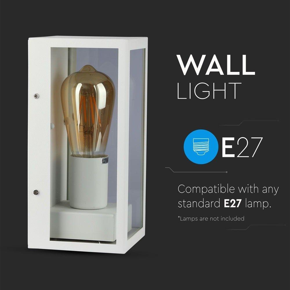 VT-837 E27 WALL LAMP MATT WHITE-CLEAR GLASS