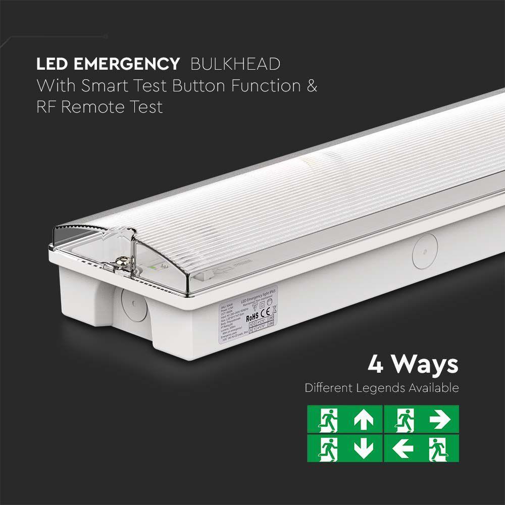 VT-997 3W LED EMERGENCY EXIT LIGHT SELF TEST BUTTON & RF CONTROL 6400K