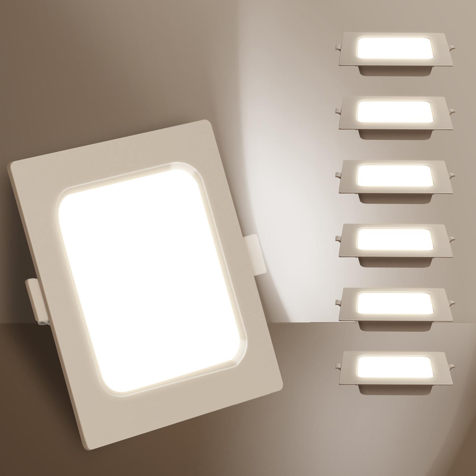 E6 LED  Flush-mounted Square Downlight 6W Natural Light