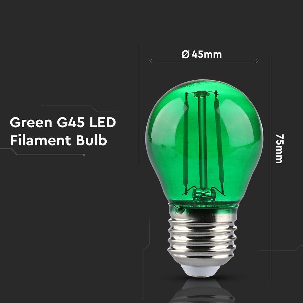 2W G45 Żarówka LED Filament, Zielony, Trzonek:E27, VTAC, SKU 7411