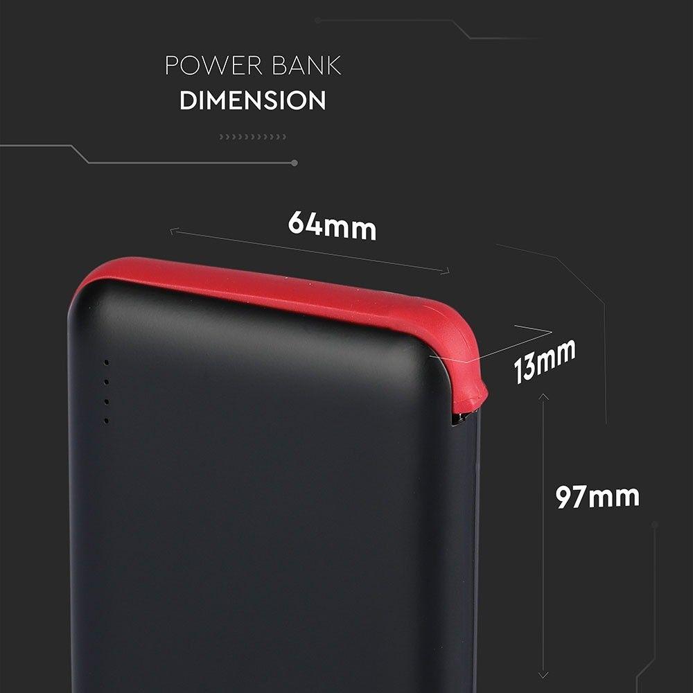 Power Bank z przyłączem Mikro USB, Litowo Polimerowy - 3.7V, 5000mAh, Czarny, VTAC, SKU 8865