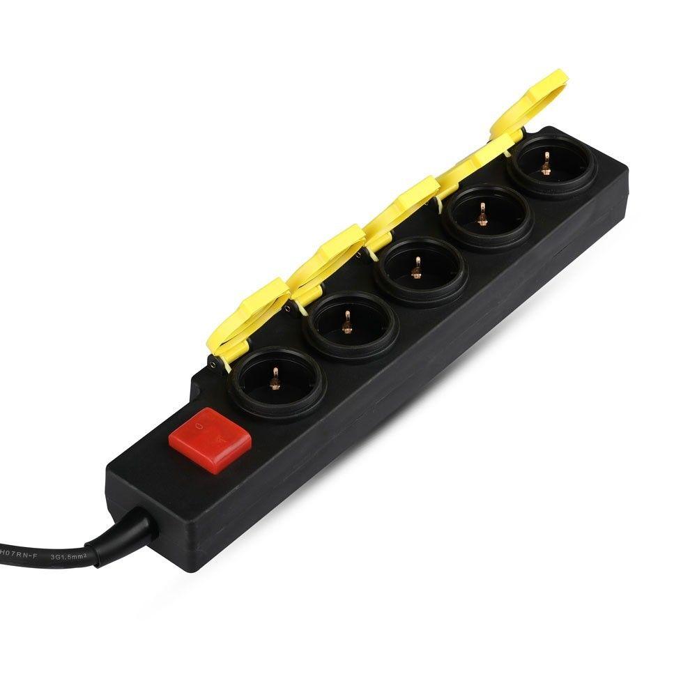 VT-1125-3 5 WAYS SOCKET (3G1.5MMX3M)-IP44-BLACK+YELLOW