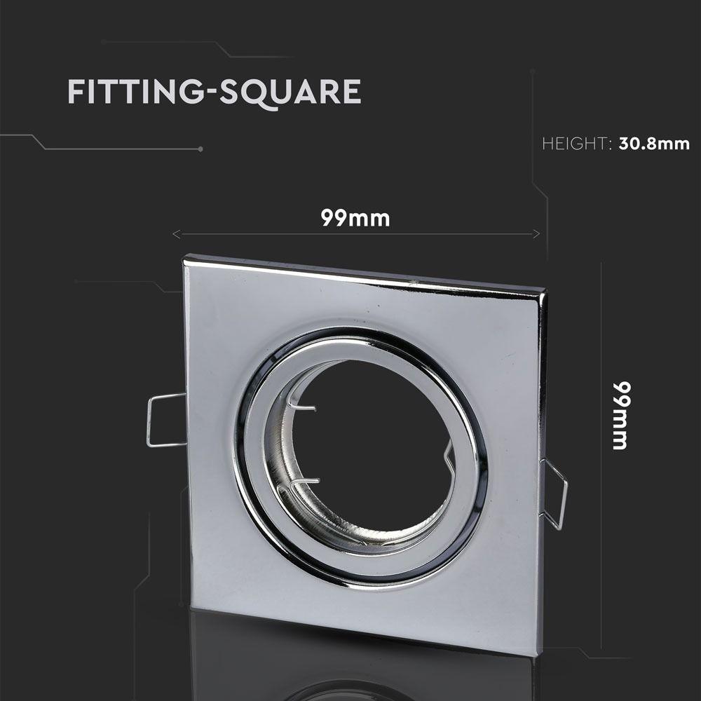 VT-7227 GU10 HOUSING SQUARE-STAINLESS STEEL WITH CHROME FINISH