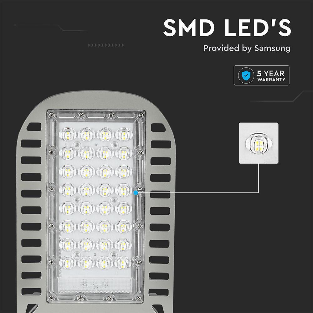 50W Lampa uliczna LED Slim, Chip SAMSUNG, Barwa:4000K, Wydajność: 135lm/w, VTAC, SKU 21958