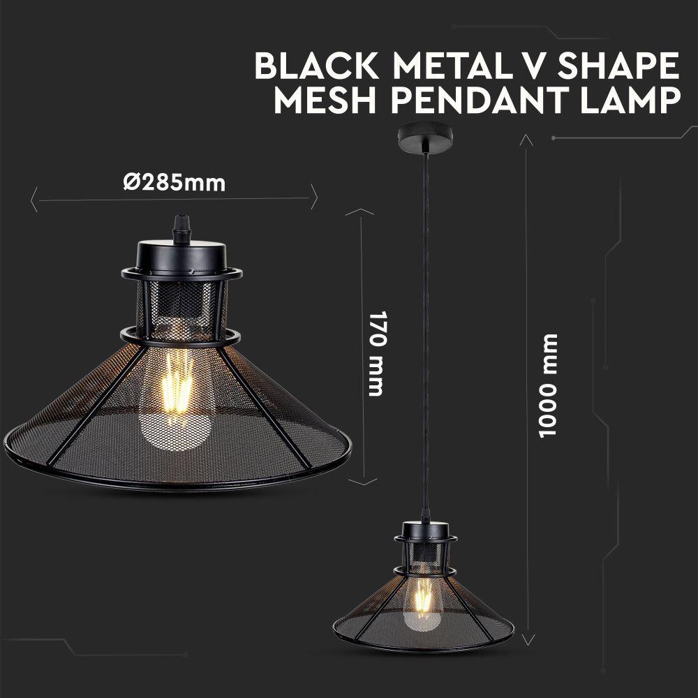 VT-7252 BLACK METAL V SHAPE MESH PENDANT LAMP D:250-E27