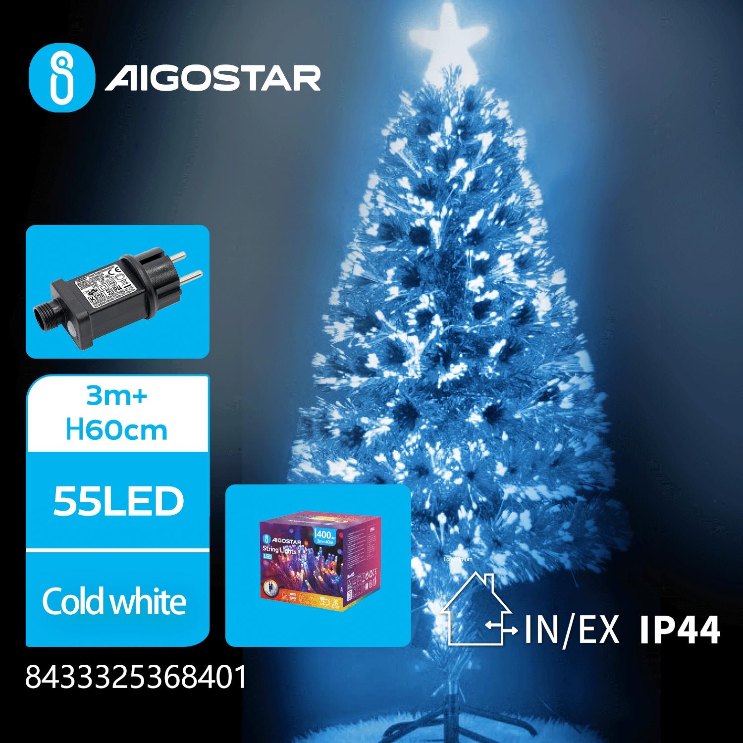 Christmas decorations-Low voltage adapter Pure Fiber tree-60CM-Water blue-8blink+time-IP44