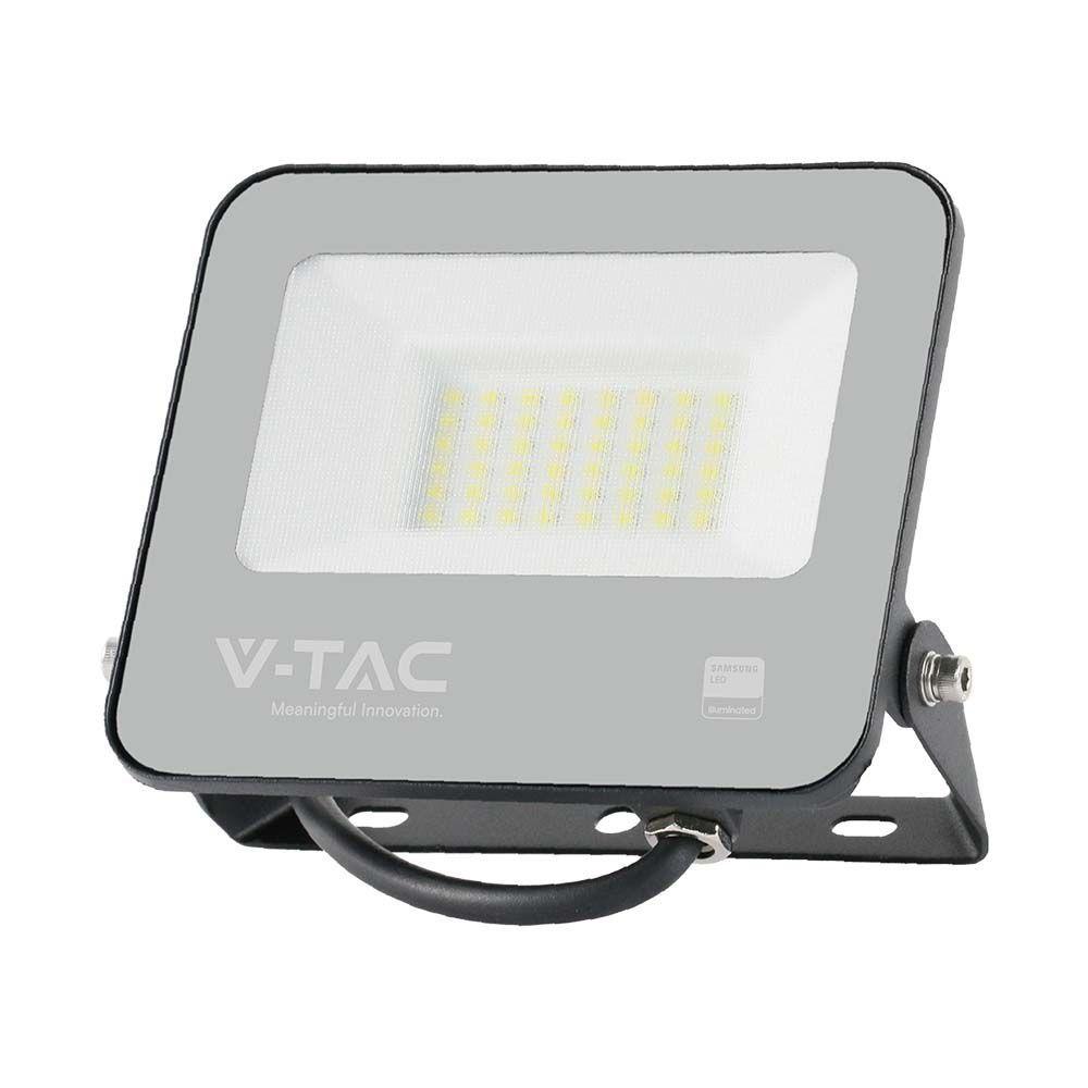 VT-4435 30W FLOODLIGHT 6500K BLACK BODY GREY GLASS 185LM/W