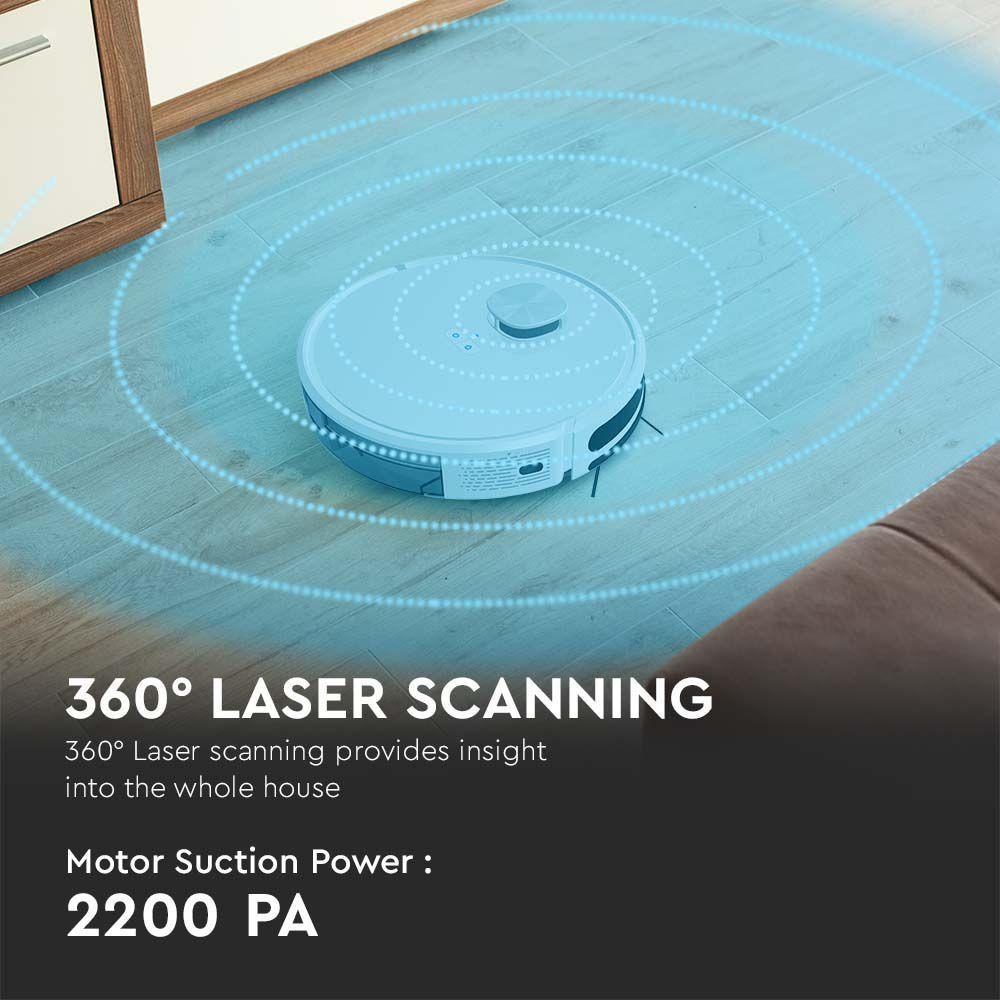 VT-5557 AUTO CHARGING LASER ROBOTIC VACUUM CLEANER COMPATIBLE WITH AMAZON ALEXA&GOOGLE HOME-WHITE