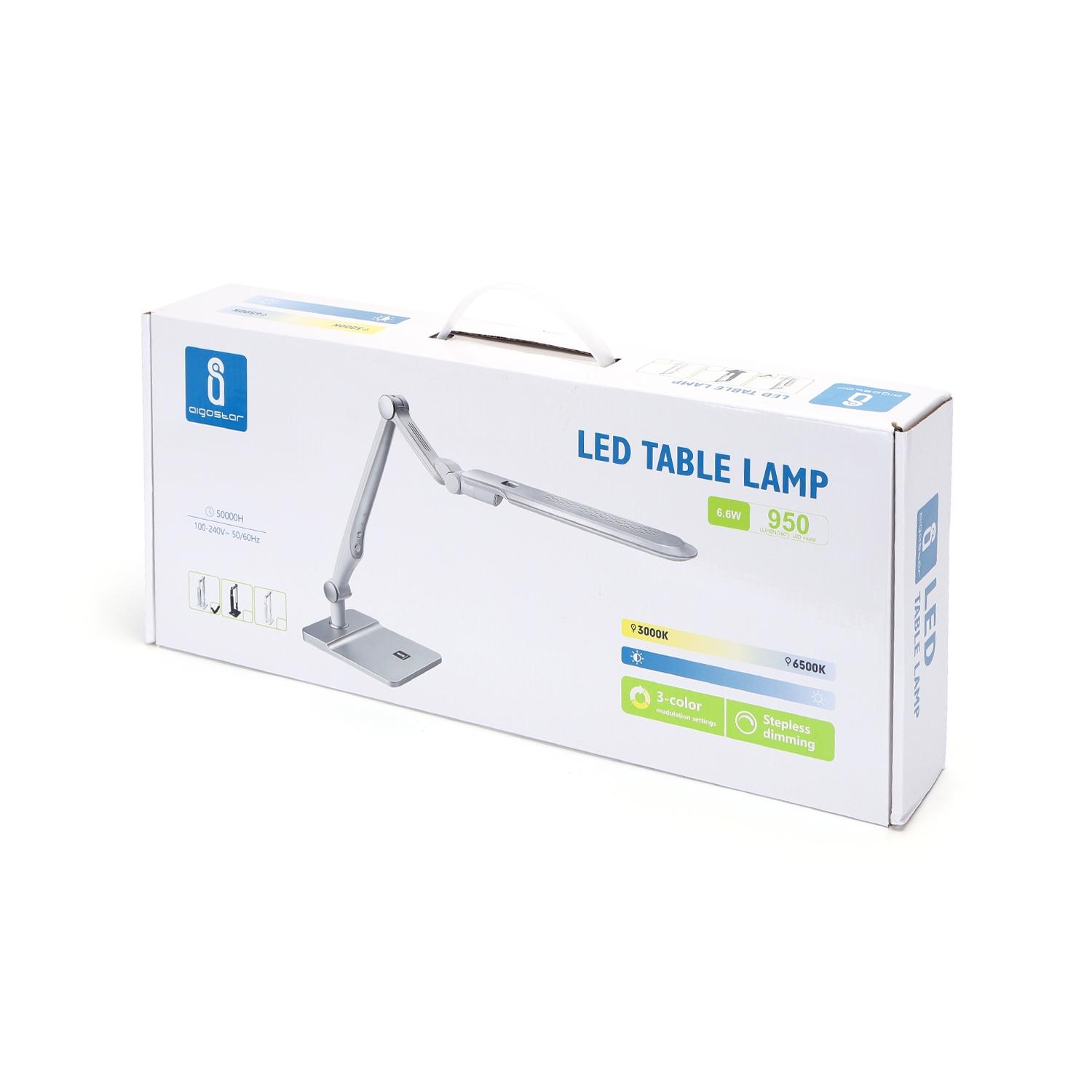 LED Dimmable Table Lamp Silver 9W 3000-6500K