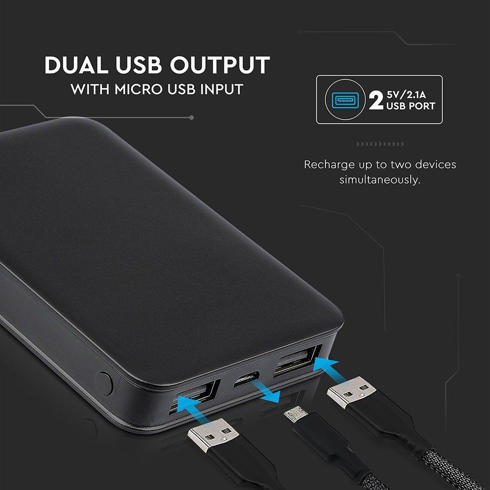 Power Bank, 5000mAh/18.5wh, 5V, Czarny, VTAC, SKU 8193