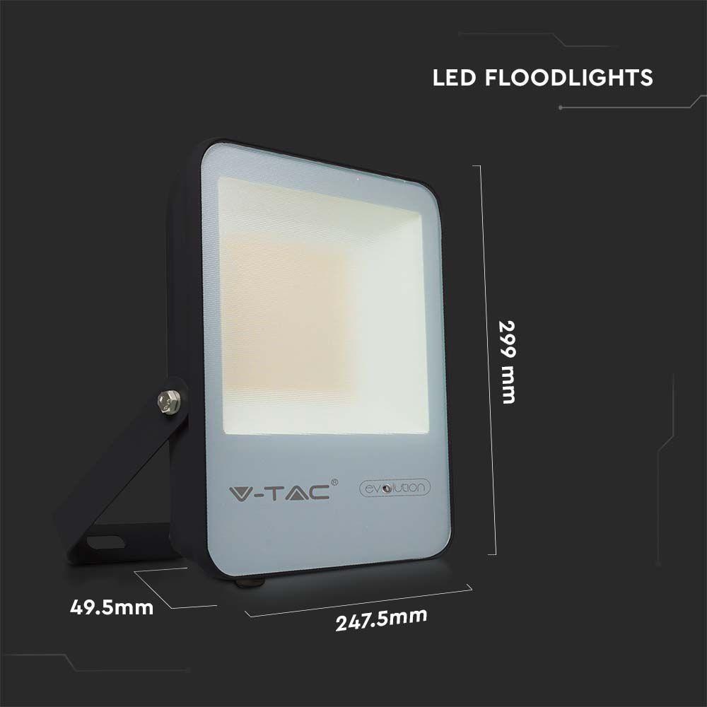 VT-100185 100W LED FLOODLIGHT 6400K BLACK BODY GREY GLASS 185LM/W