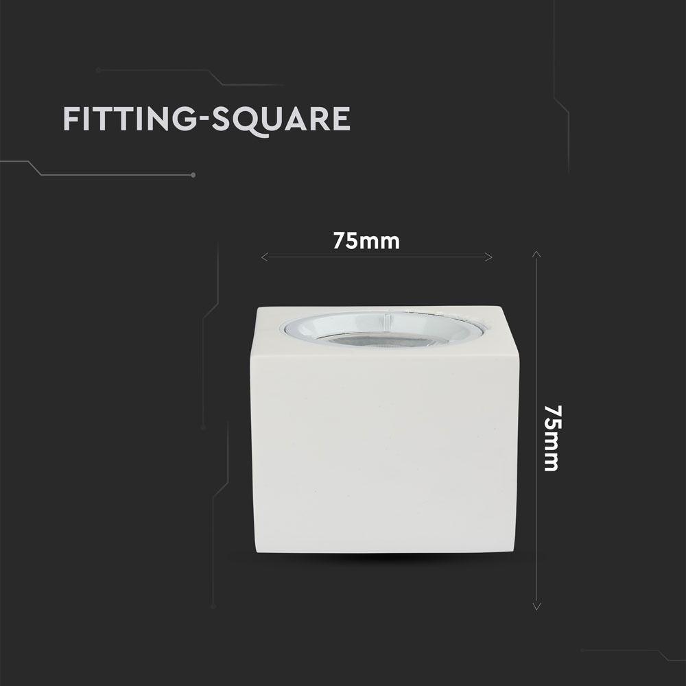 VT-716 GU10 FITTING WITH ALUMINUM RING (SQUARE) - WHITE