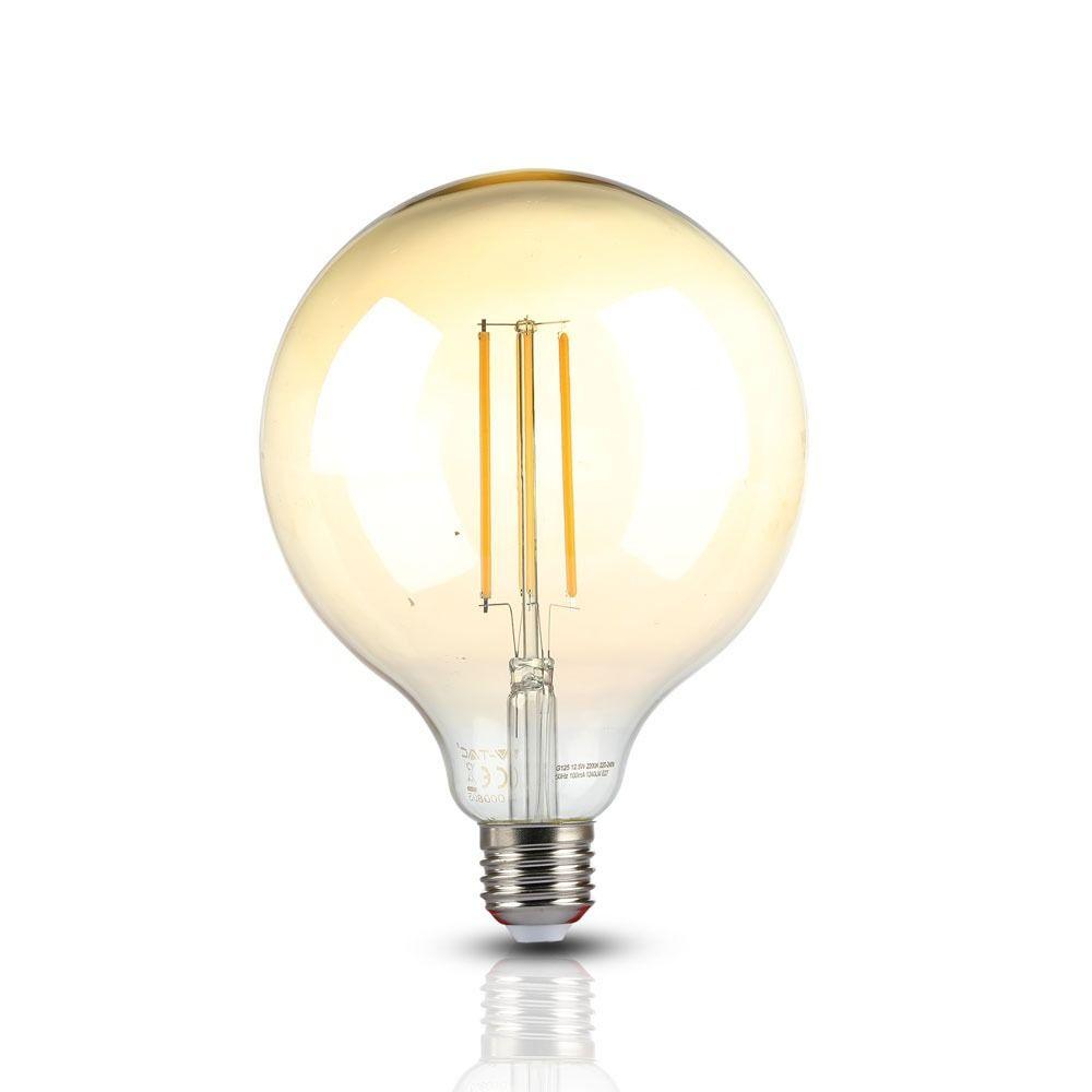 12.5W G125 Żarówka LED Filament, Klosz Bursztynowy, BARWA:2200K, Trzonek:E27, VTAC, SKU 7456