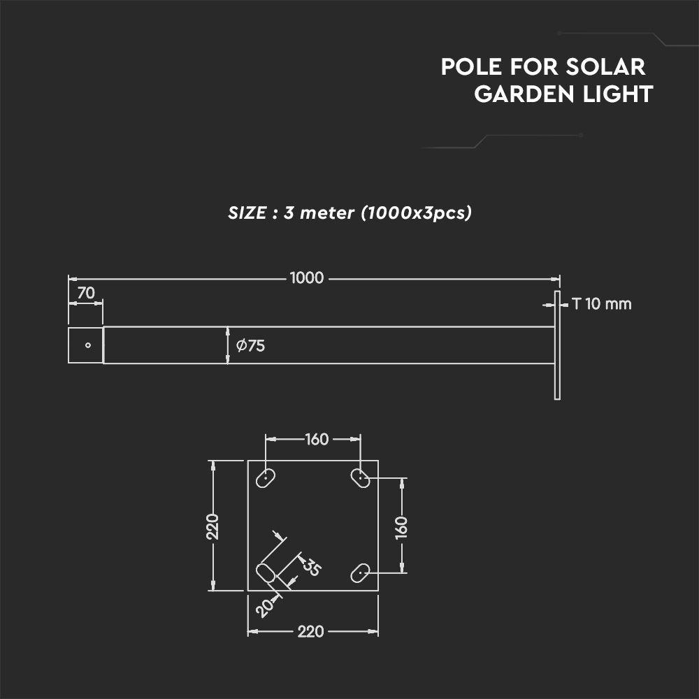 POLE FOR SOLAR GARDEN LIGHT