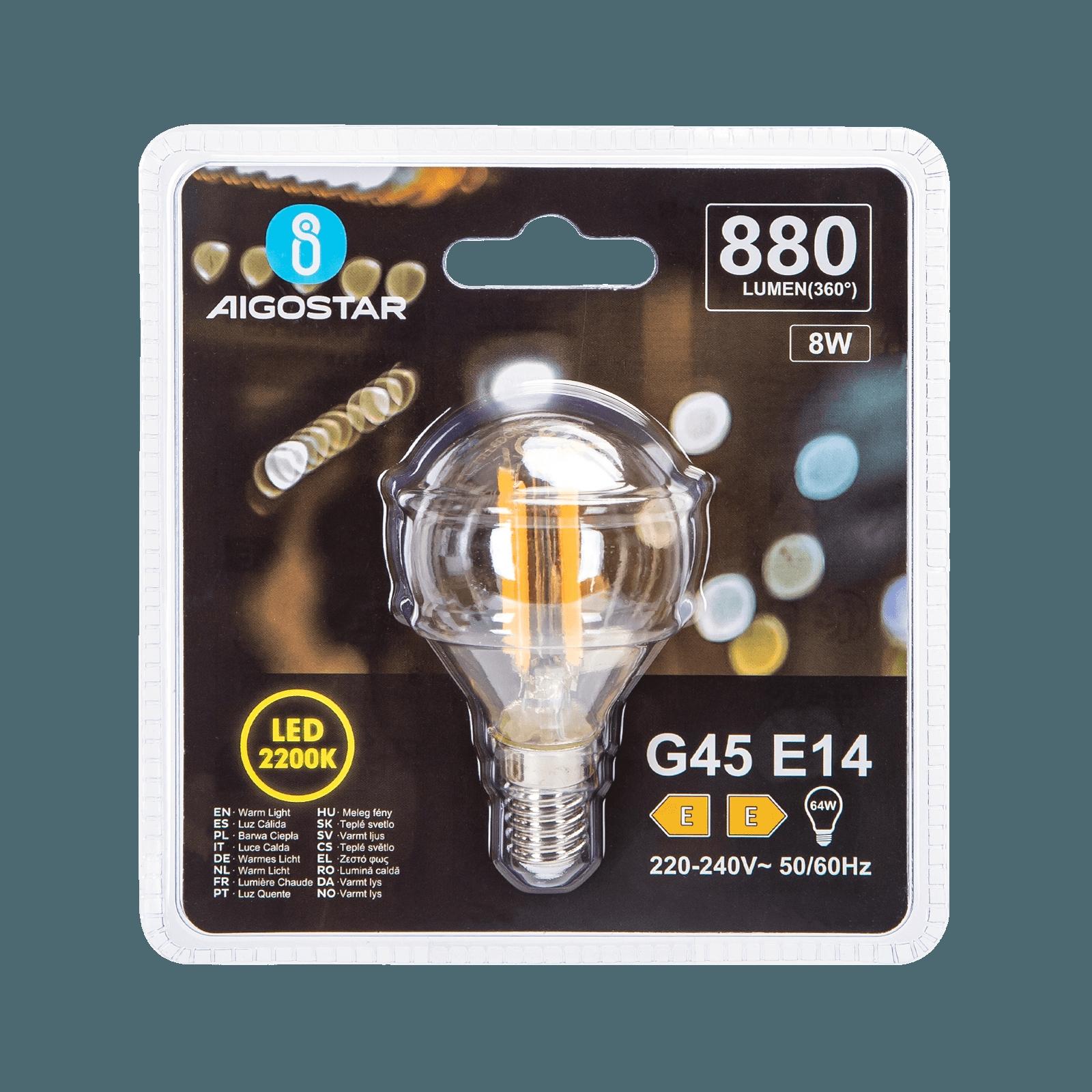 Żarówka LED Filament (Bursztynowa) G45 E14 8W