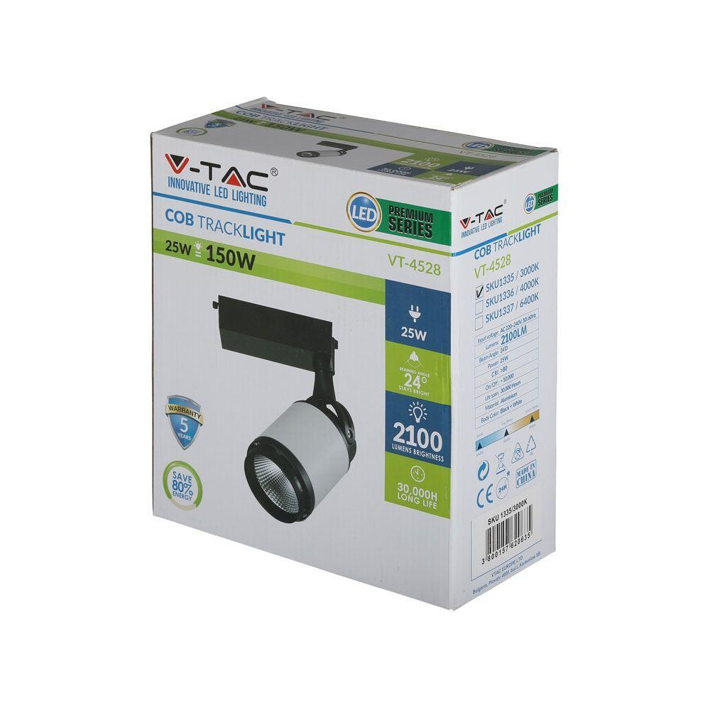 VT-4528 25W LED TRACKLIGHT 6000K- BLACK&WHITE BODY