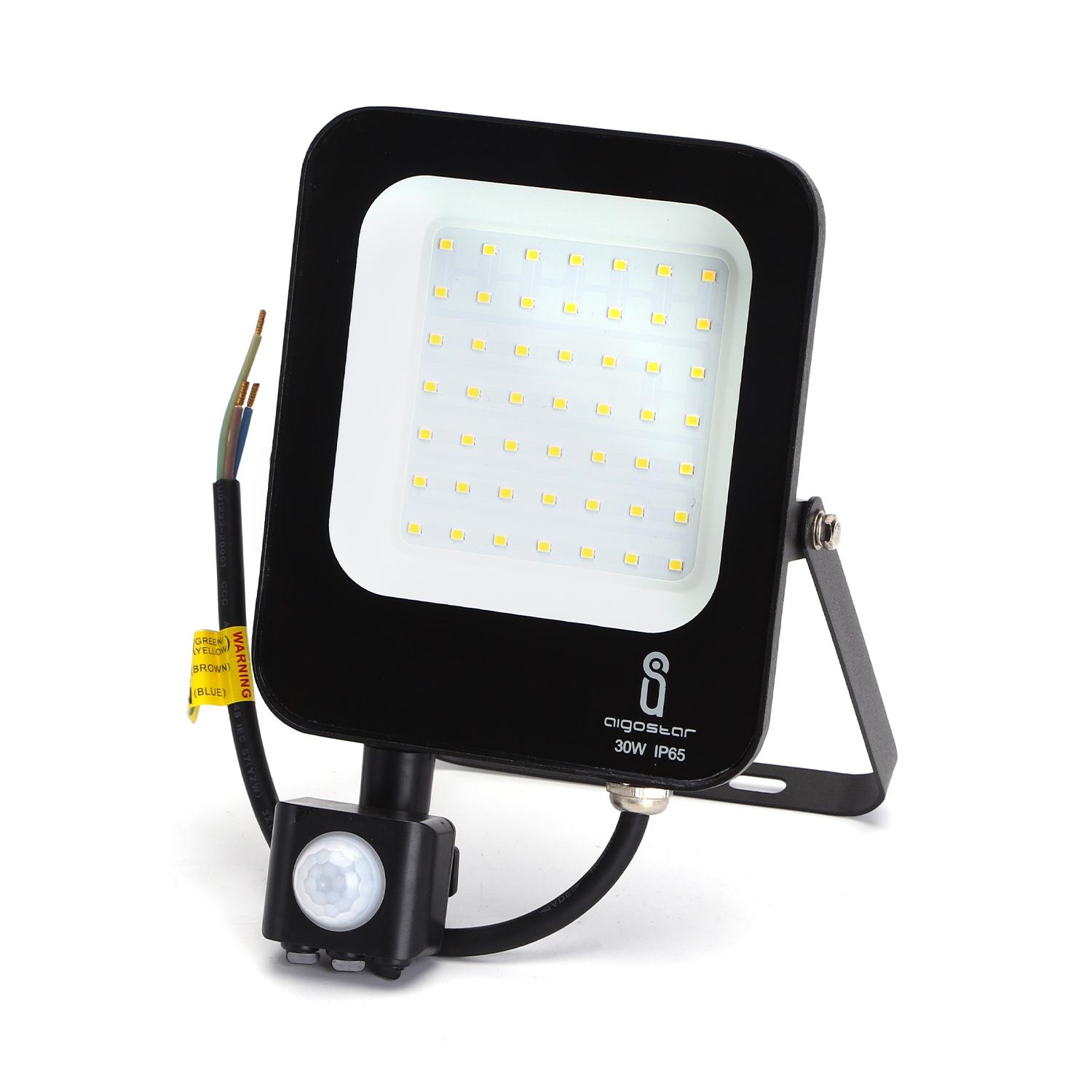 LED Floodlight with Sensor Black 30W