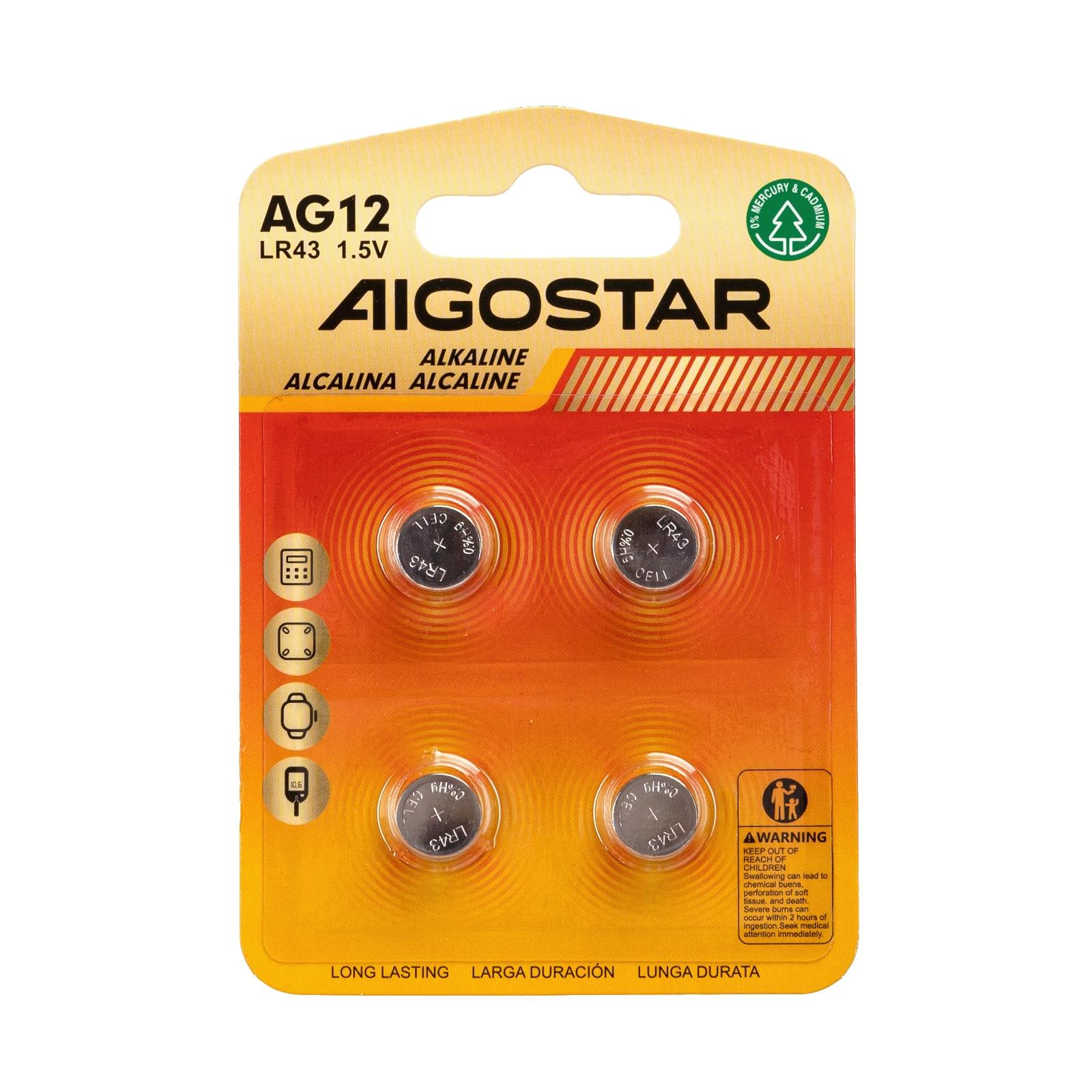 Coin cell batteries AG12/LR43 1.5V 4PCS