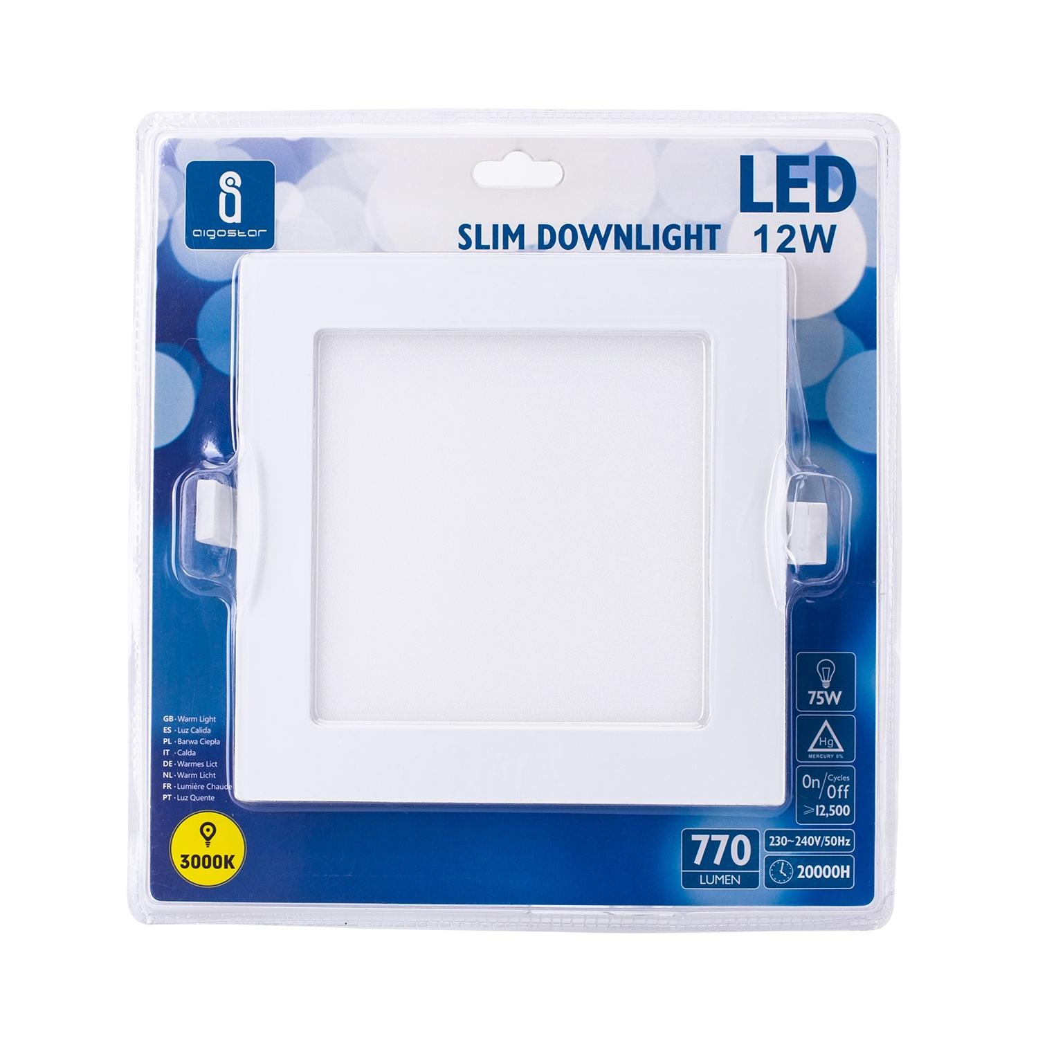 E6 LED Flush-mounted Square Downlight 12W Yellow Light