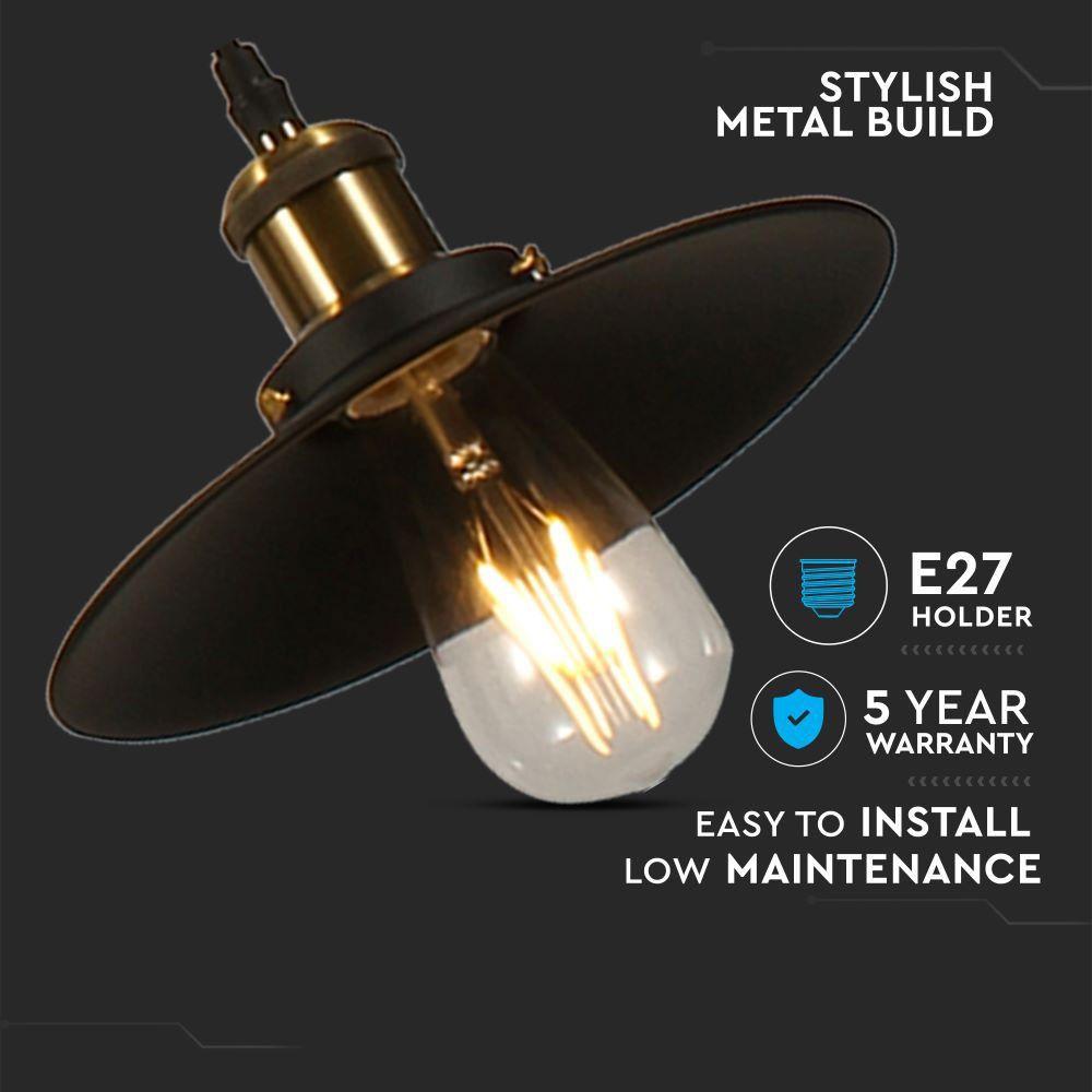 VT-7201 VINTAGE METAL PENDANT LIGHT WITH PULLEY-BLACK-E27