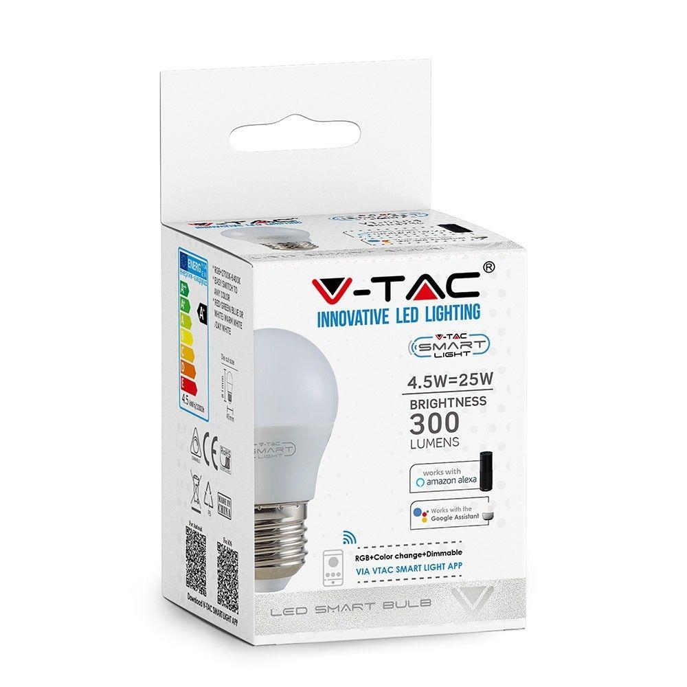 VT-5124 5W G45 BULB COMPATIBLE WITH ALEXA & GOOGLE HOME RGB+WW-CW E27