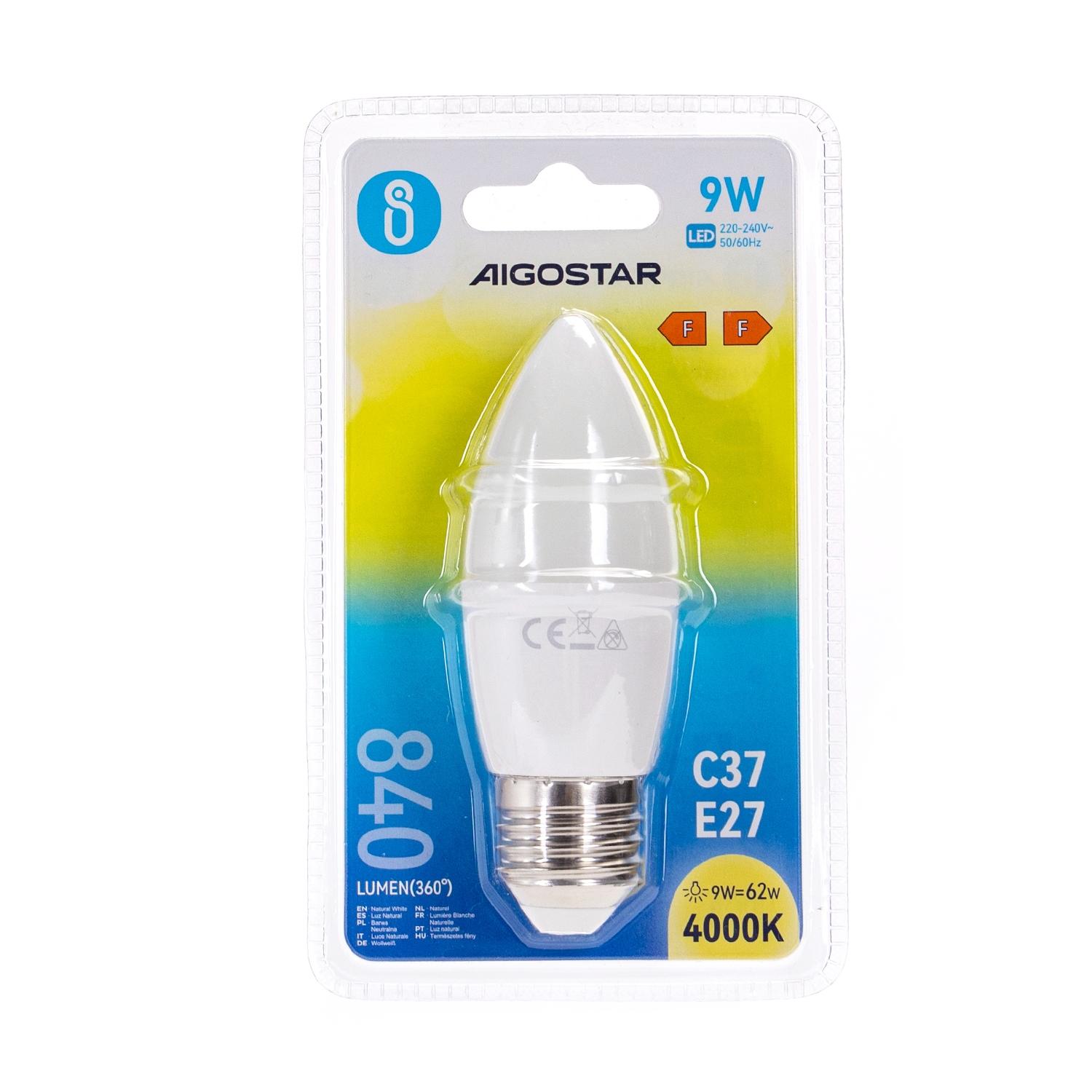 LED C37 E27 9W (9W,E27,4000K)