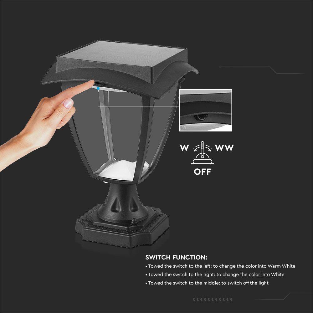 VT-983 LED SOLAR STAND LAMP 3000K+6000K MATT BLACK BODY