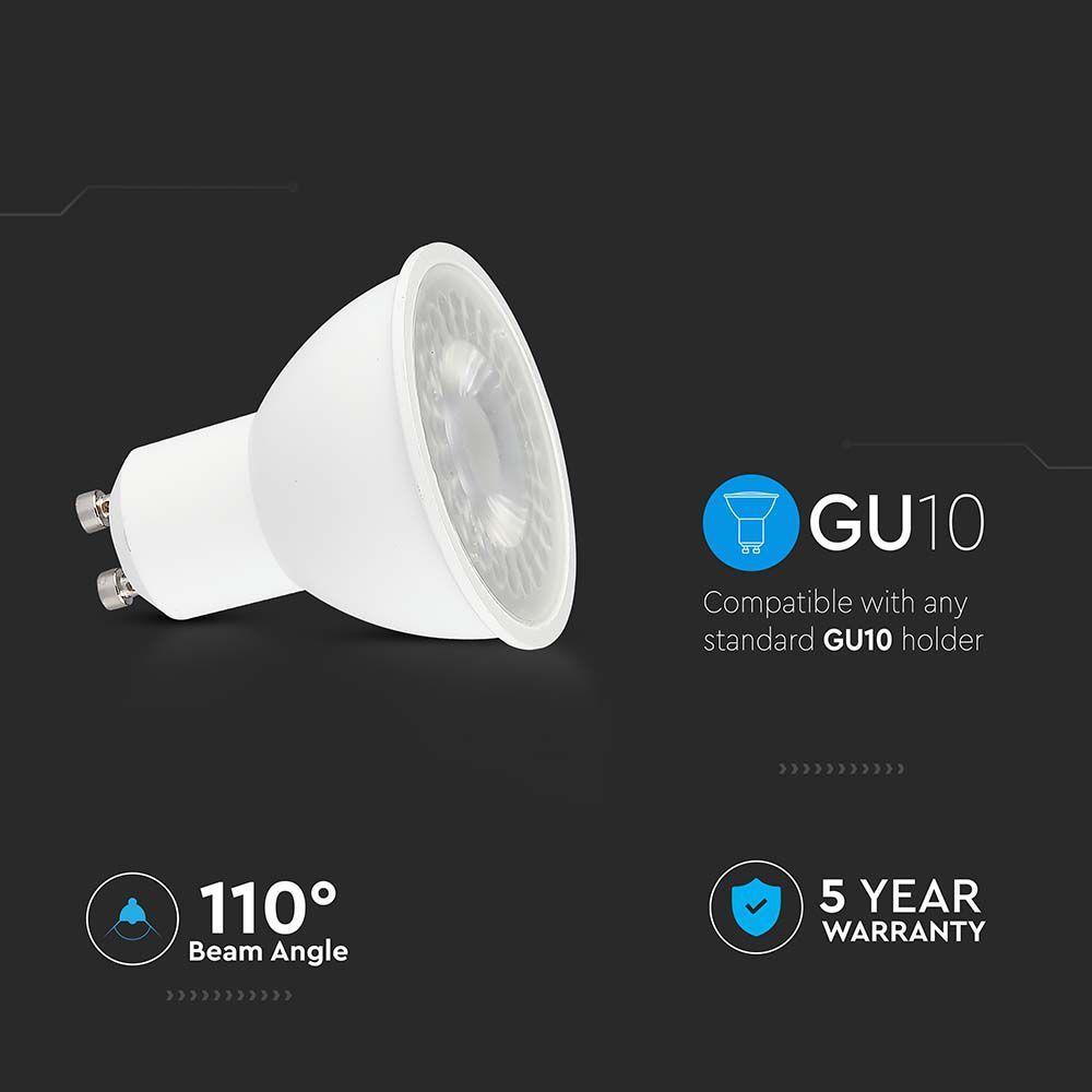 7.5W GU10 Żarówka LED, Chip SAMSUNG, Barwa:6500K, Kąt 110', Trzonek:GU10 , VTAC, SKU 21874