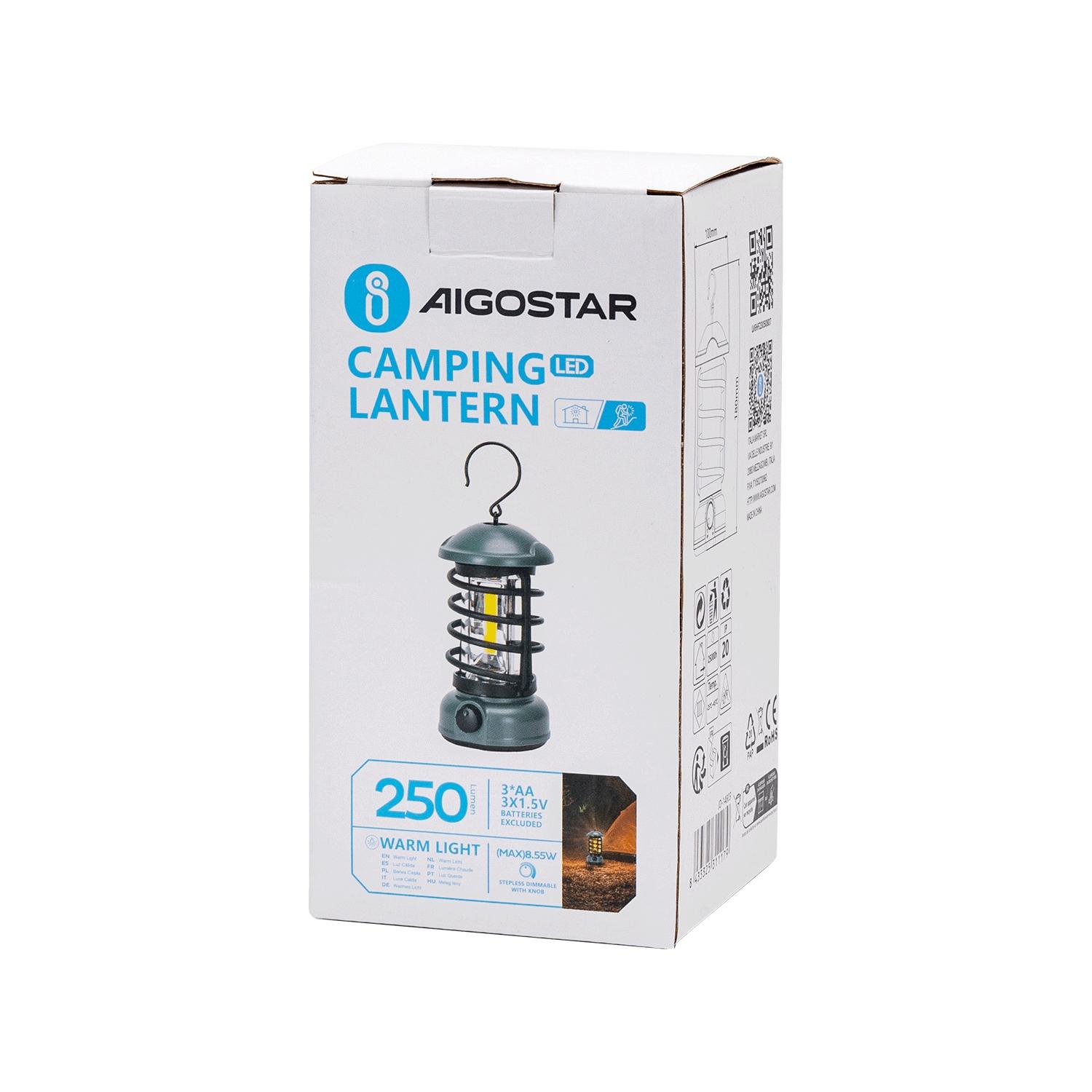 Camping lantern dimmable with knob 3AA batteries