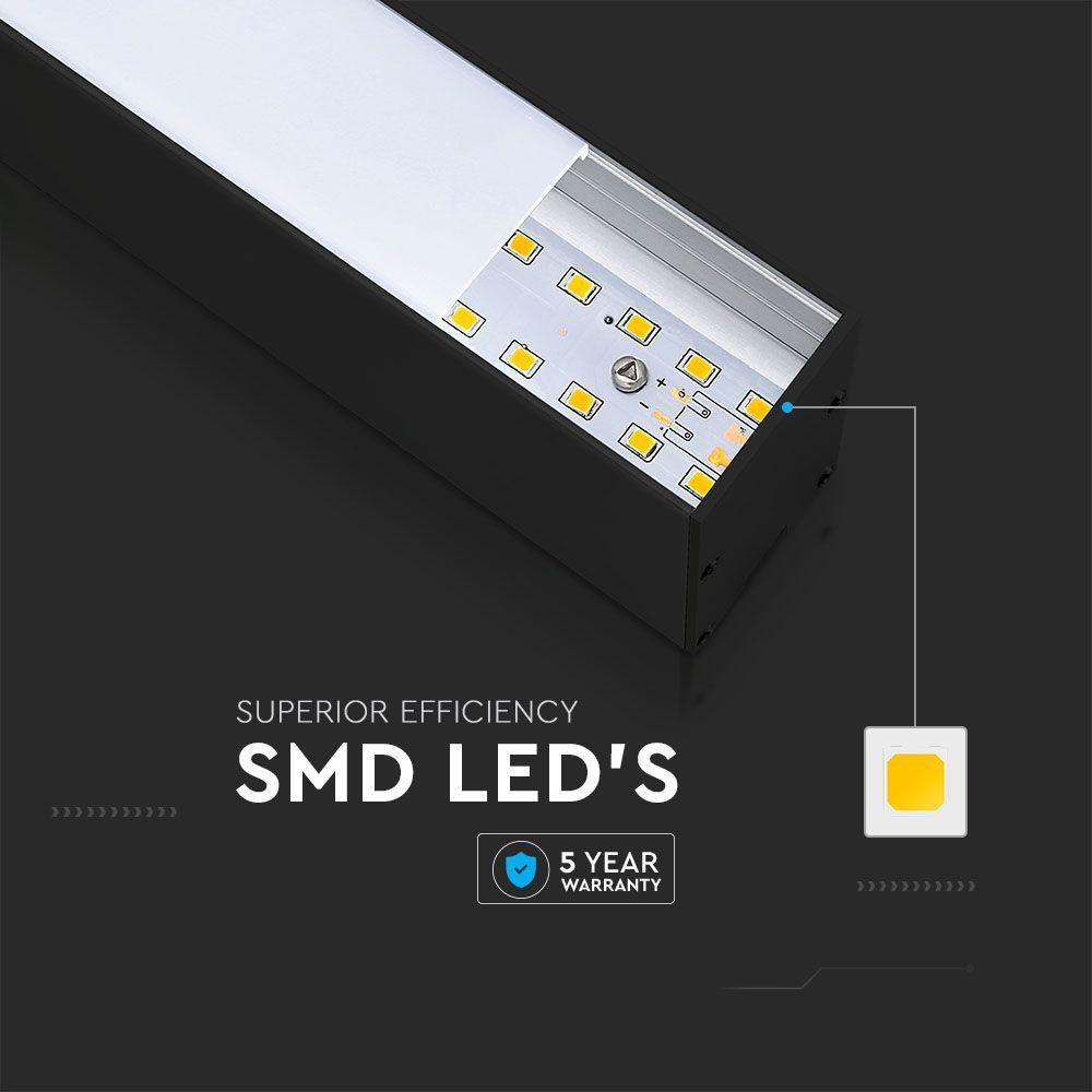 40W Lampa Liniowa LED, Chip SAMSUNG, Barwa:3000K, Obudowa: Czarna, VTAC, SKU 21882