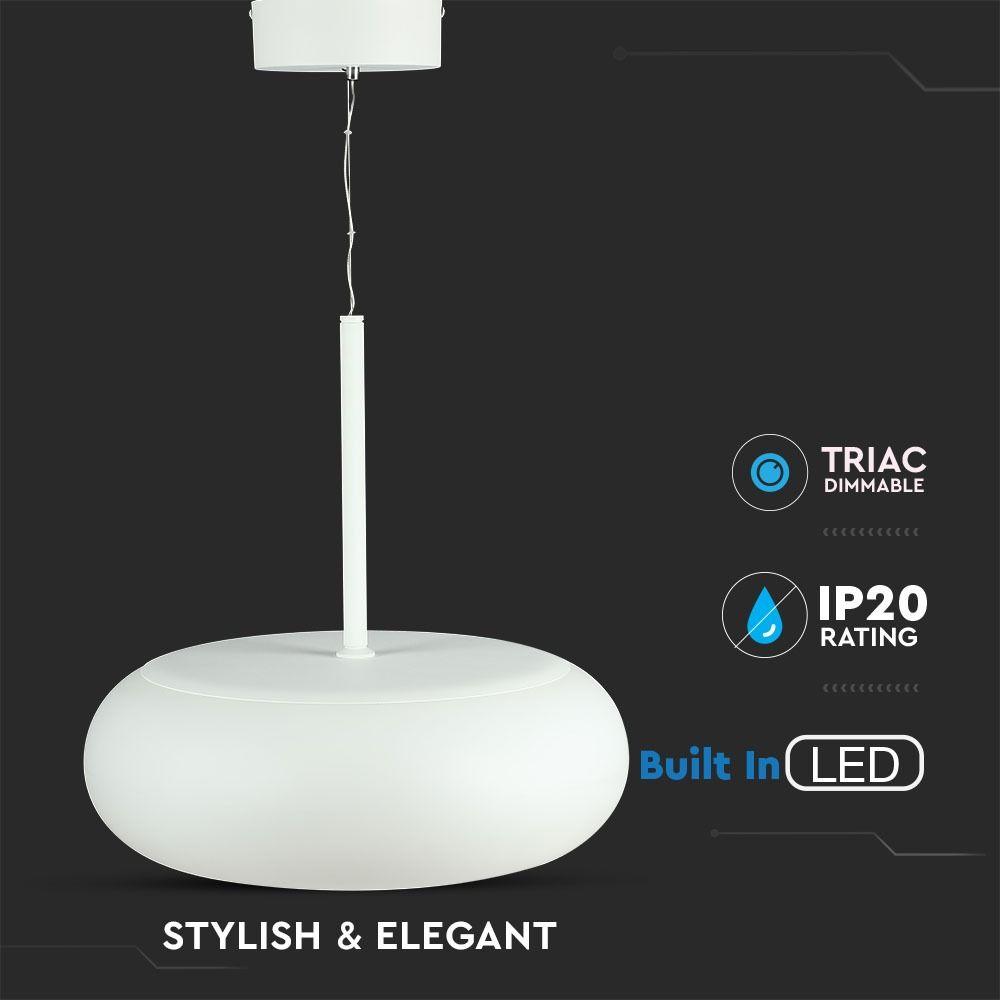 40W Lampa wisząca (Ściemnianie TRIAC), Barwa:3000K, Biały, VTAC, SKU 40031