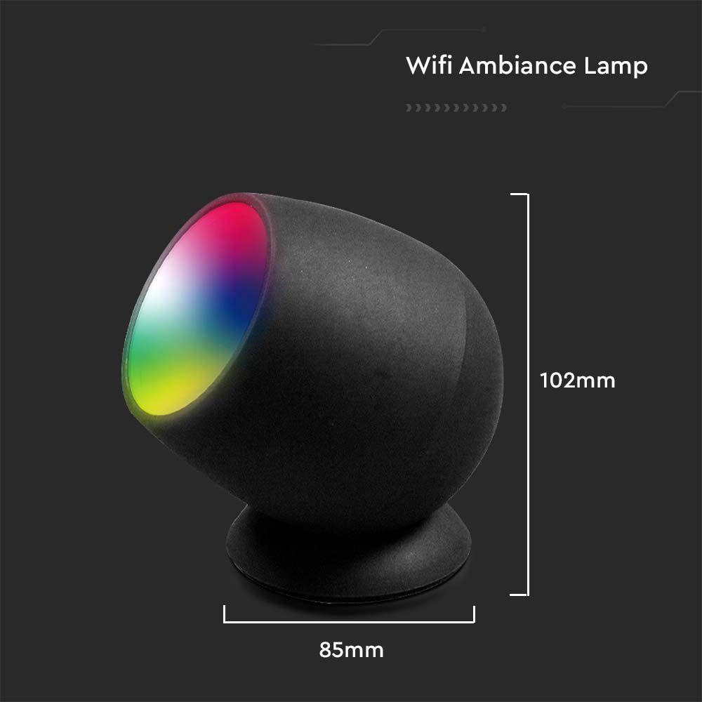 2.2W Lampka LED AMBIANCE WIFI Kompatybilna z Amazon Alexa i Google Home, Barwa: RGB+WW+CW, Czarna, VTAC, SKU 405851