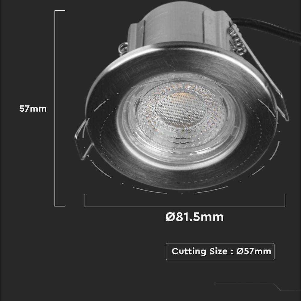 VT-885 5W SPOTLIGHT FIRERATED FITTING SAMSUNG CHIP 6400K -NICKLE DIMMABLE