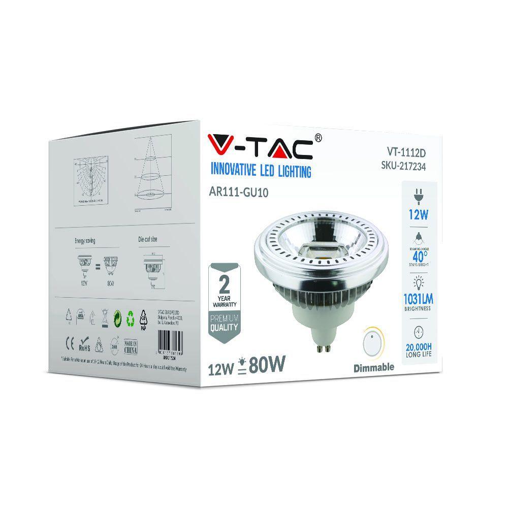 VT-1112D 12W AR111 LED SPOTLIGHT 3000K GU10 DIMMABLE