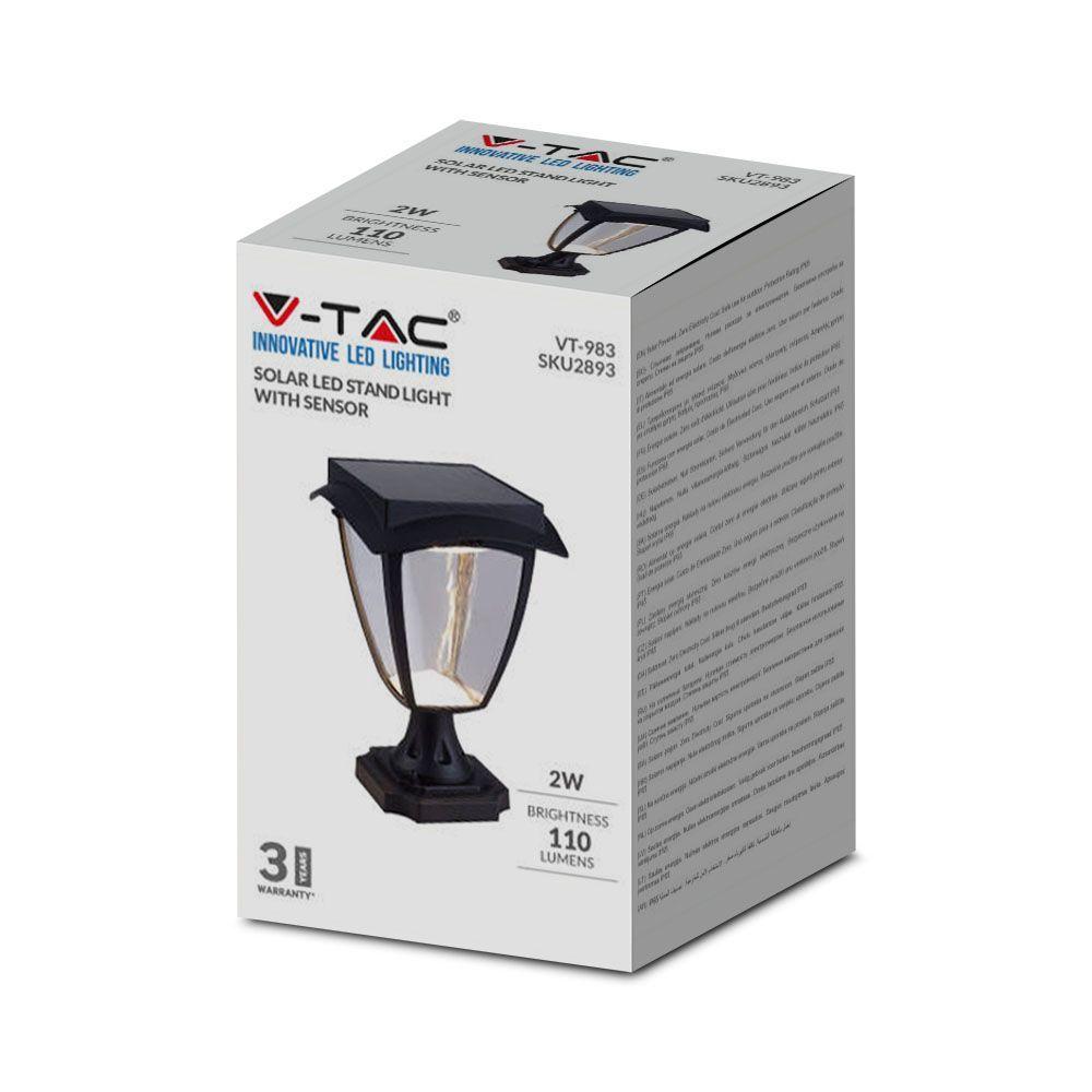 VT-983 LED SOLAR STAND LAMP 3000K+6000K MATT BLACK BODY