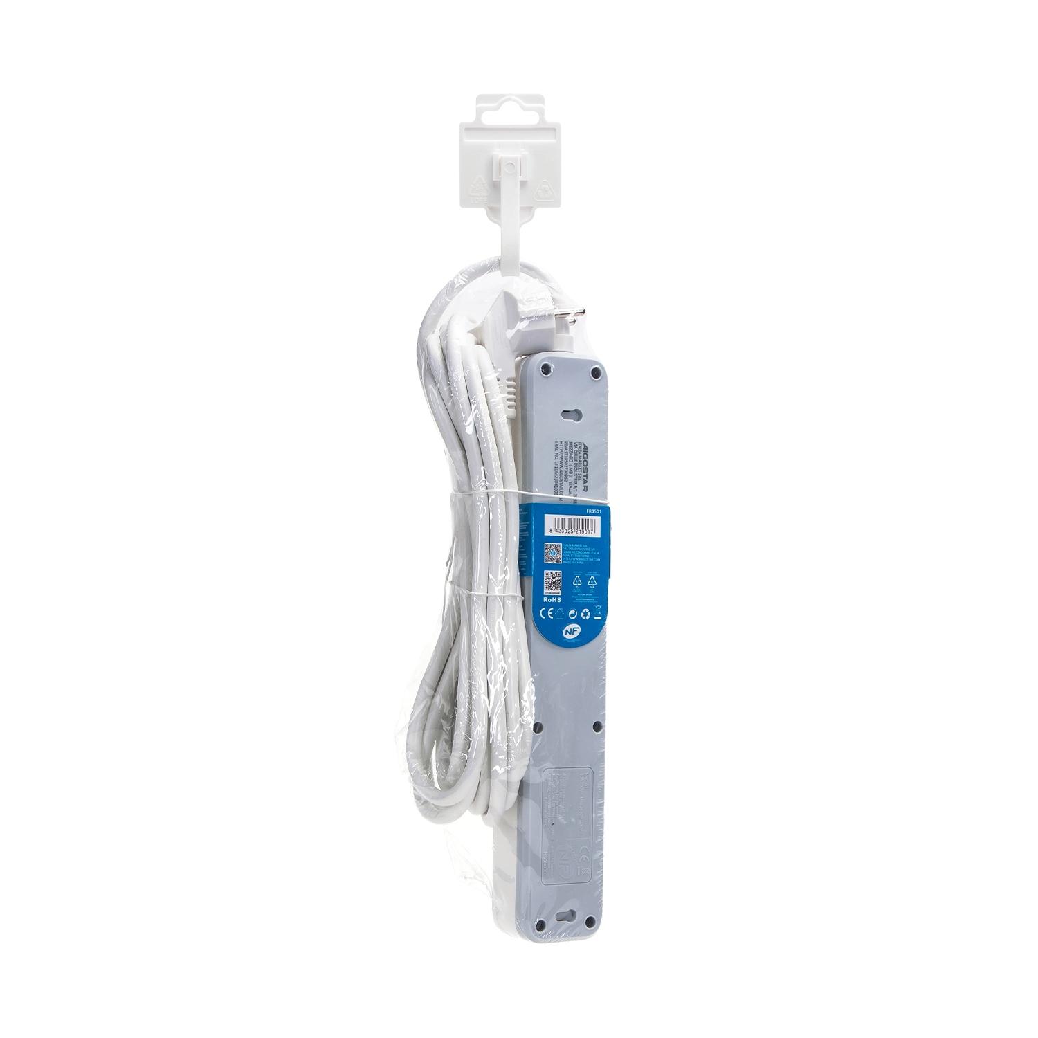 Power strips 5-way 5m H05VV-F 3G1.5m㎡ White and Gray