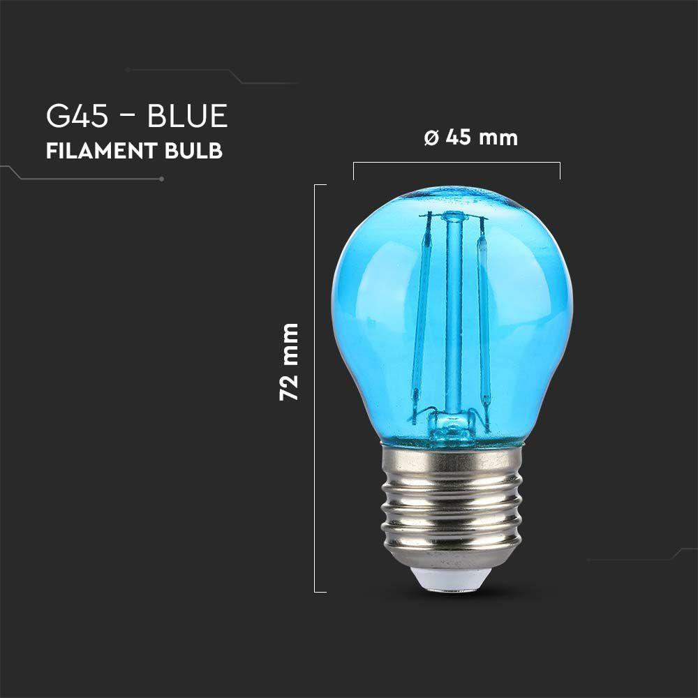 2W G45 Żarówka LED Filament, Niebieski, Trzonek:E27, VTAC, SKU 217412