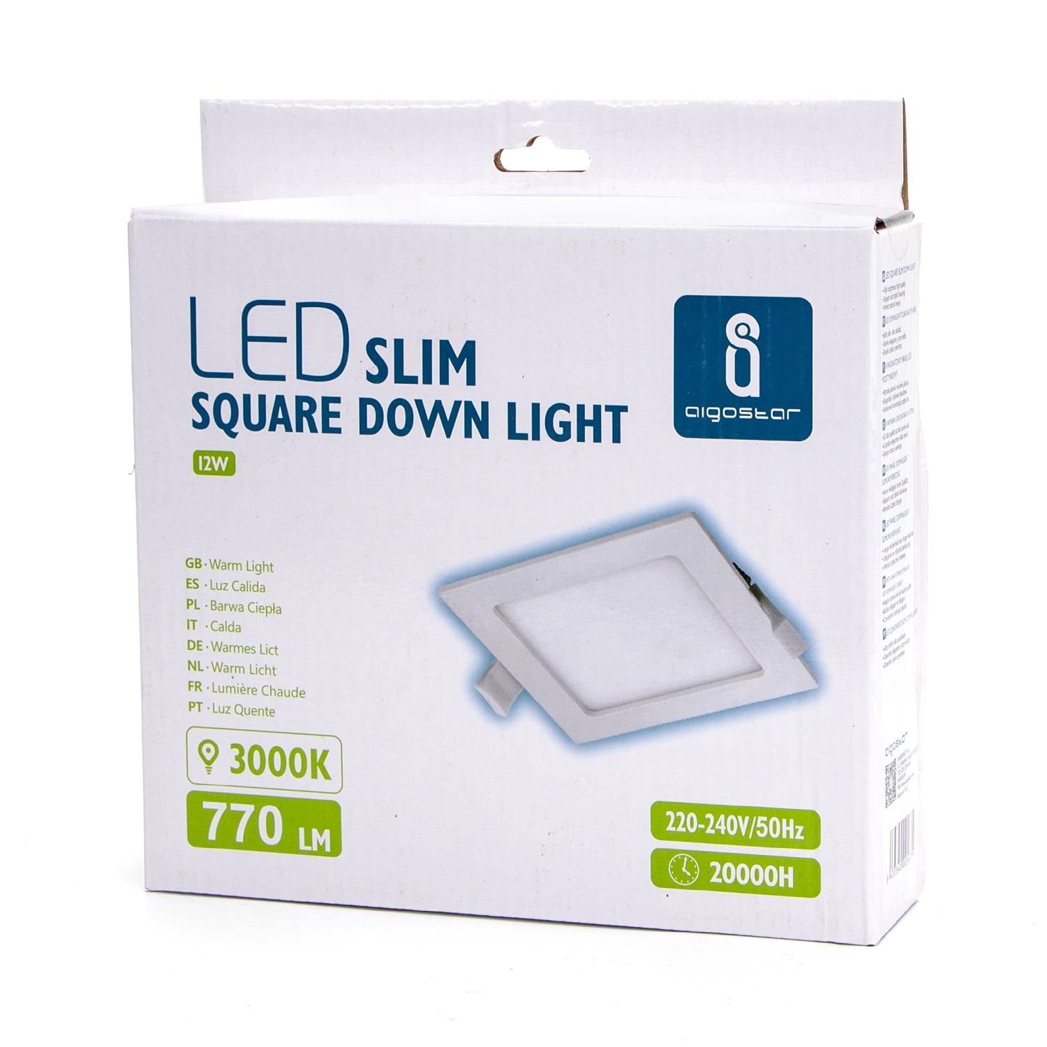 E6 LED Ultra-thin Flush-mounted Square Downlight 12W Yellow Light