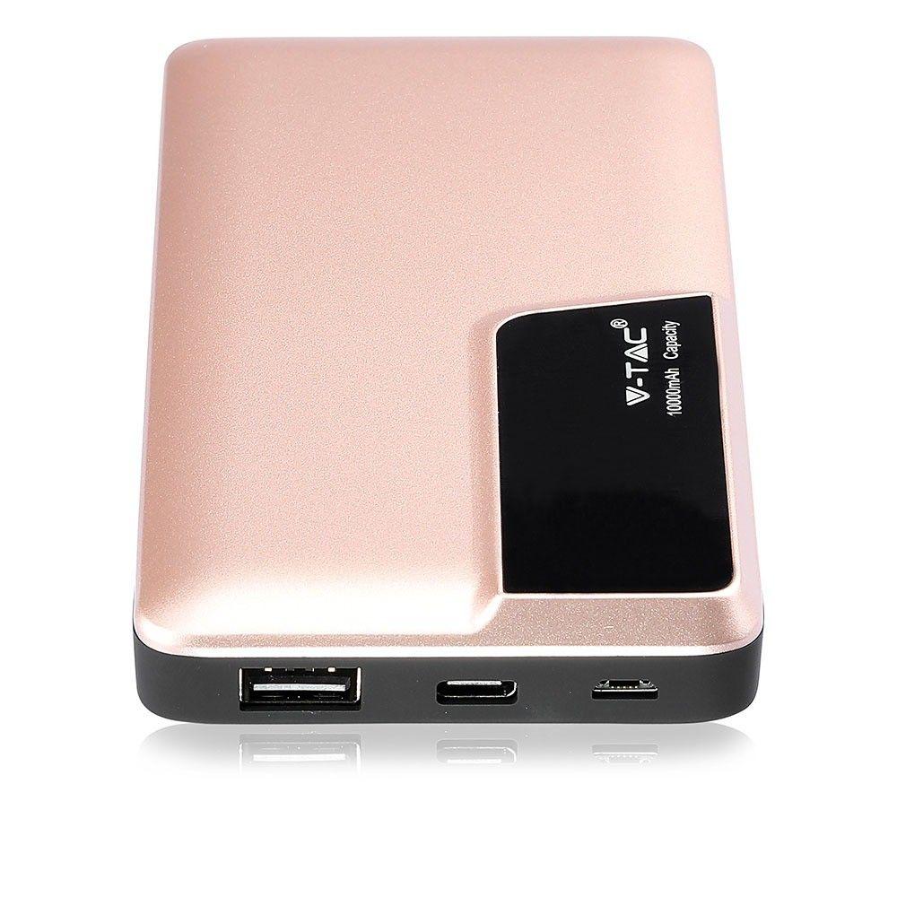 Power Bank, Litowo Polimerowy - 3.7V, 10000mAh, Różowe Złoto, VTAC, SKU 8873