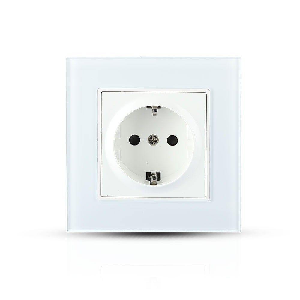 VT-5711 EU SOCKET 16A(GLASS PANEL)-WHITE