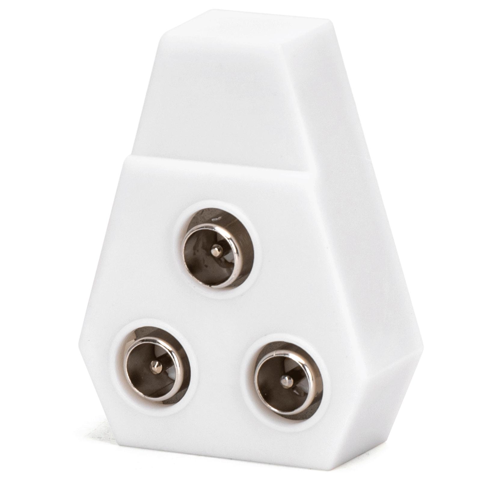 Connector 9.5mm TV JACK TO 3*9.5mm TV Plugs White